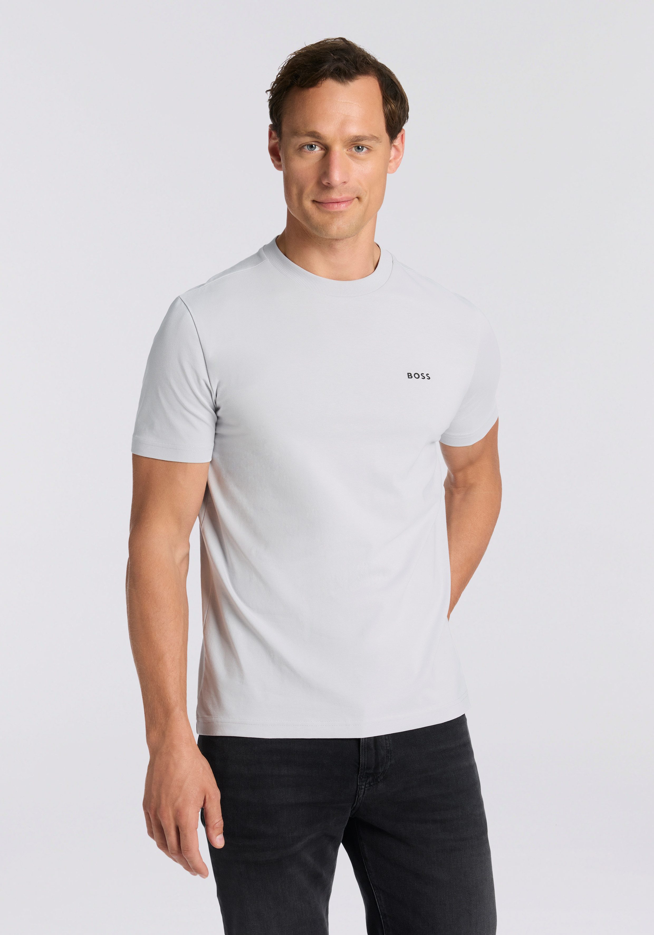 BOSS GREEN Rundhalsshirt Tee mit gummiertem günstig online kaufen