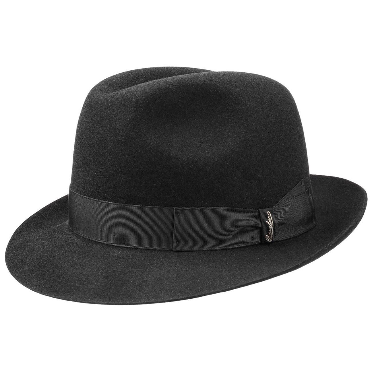 Borsalino Filzhut (1-St) Bogarthut mit Ripsband, Made in Italy schwarz