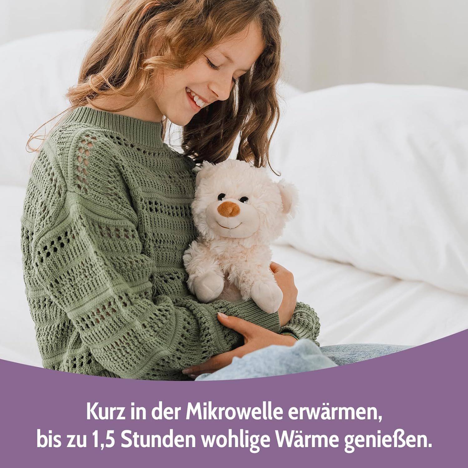Habibi Plush Wärmekissen Habibi Plush Wärmetier Stofftier 1928 Bär liegend creme