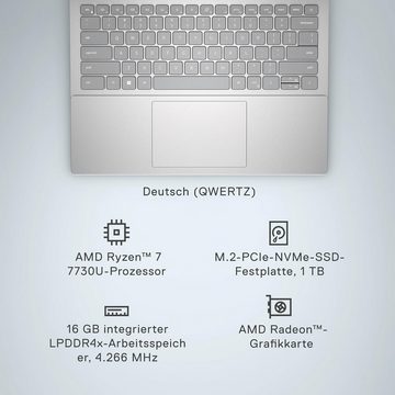 Dell Fingerabdruckleser Notebook (AMD Ryzen 7 7730U, Radeon Graphics, 1000 GB SSD, 16GB RAM,FHD, Privatsphärenschutz und intelligente Mikrofontechnologie)