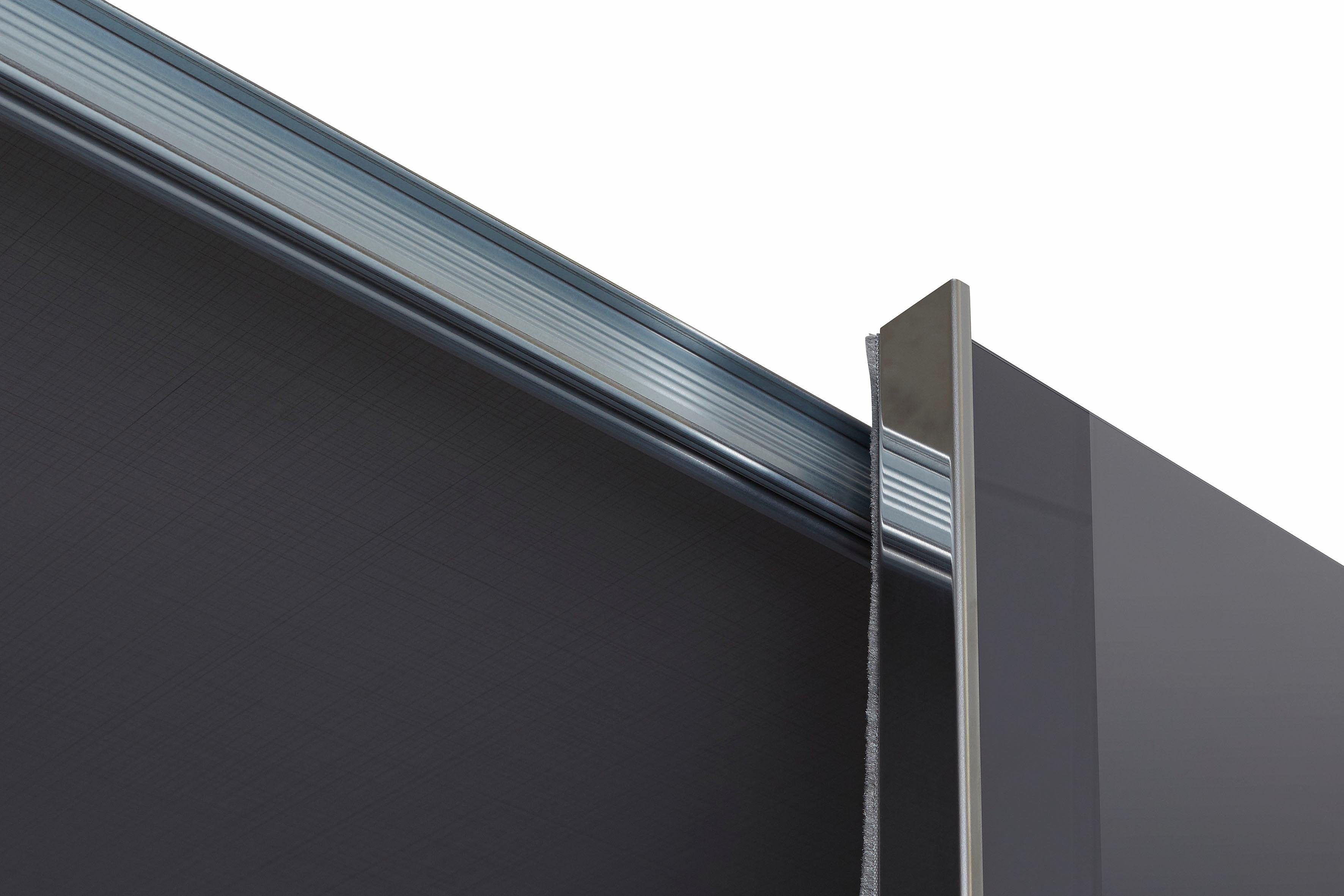 Fresh To Go Schwebetürenschrank Magic Außentüren Grauglas mit drehbaren plankeneichefarben, TV-Element