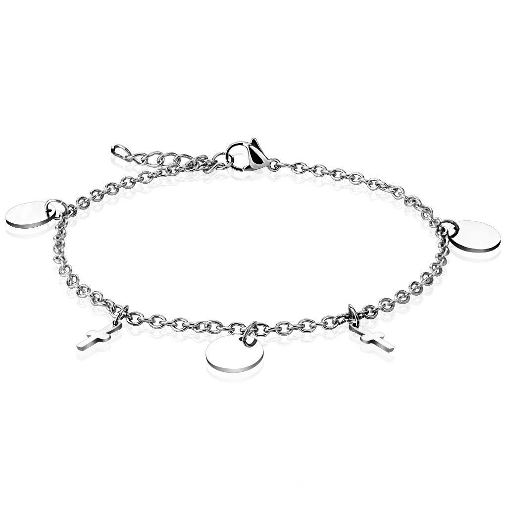 Armschmuck Bracelet aus Silber 1-tlg), (1 Damen Edelstahl Kreis BUNGSA Bettelarmband Armband Armband, Kreuz &