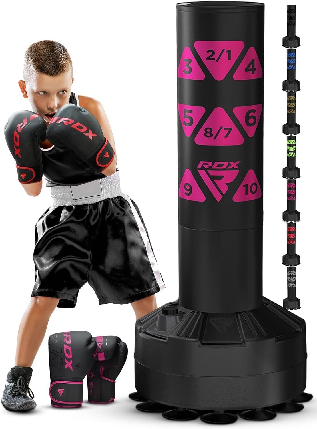 RDX Sports Standboxsack RDX freistehender Boxsack für Kinder, 4FT Boxsack mit Handschuhen