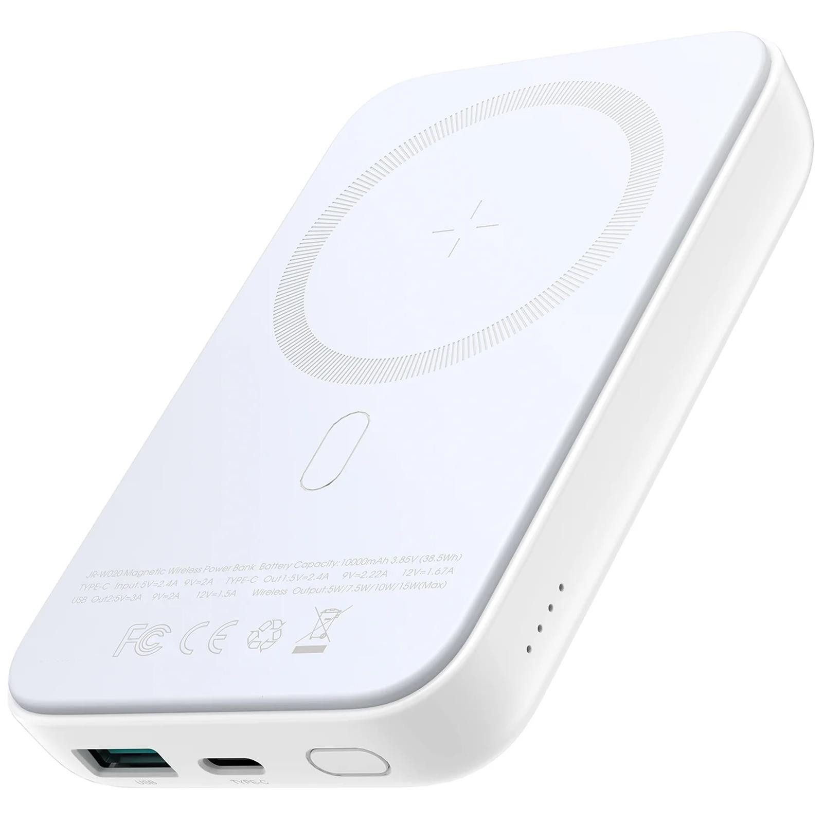 JOYROOM JR-W020 MagSafe kompatible Powerbank JR-W020 10000 mAh (5 V), Wireless Quick Charge Power Bank USB A und Type C Akku Pack Batterie