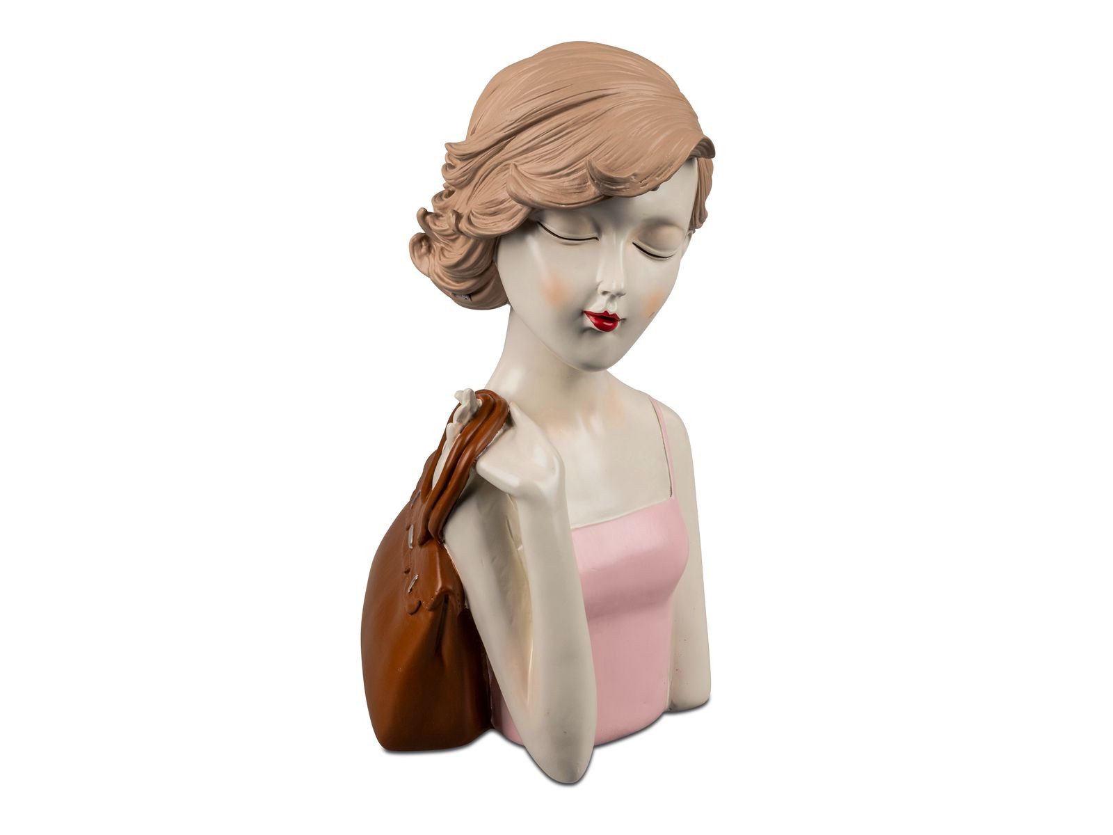 formano Dekofigur Deko-Büste Dame mit Tasche Handbemalt Bunte Skulptur 28 cm Figur
