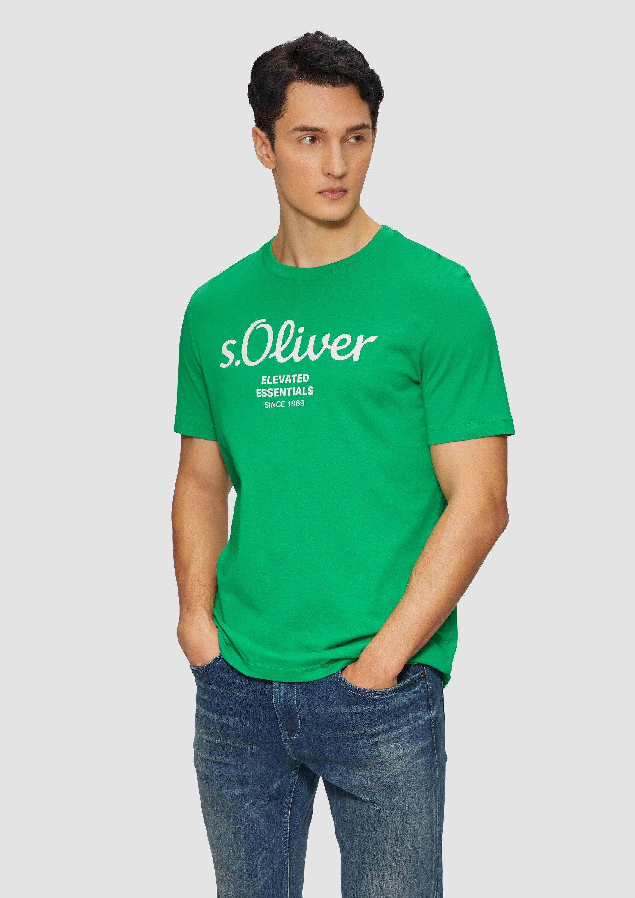 s.Oliver Kurzarmshirt T-Shirt Baumwoll-T-Shirt mit Logo-Print