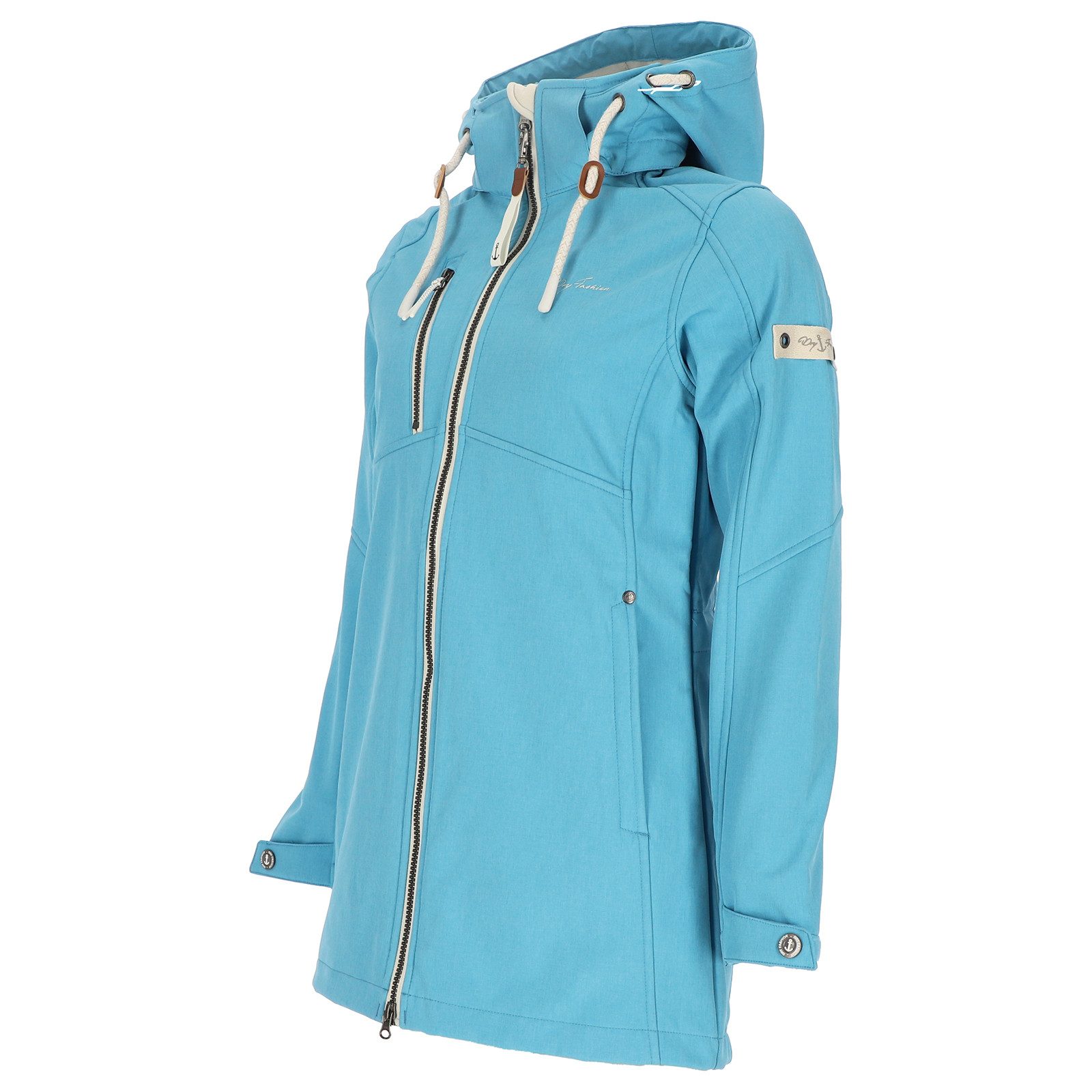 Dry Fashion Softshellmantel Büsum Damen Softshelljacke Fleece-Innenfutter - Mantel Jacke Outdoor Atmungsaktiv, Verstellbare & abnehmbare Kapuze, 2-Wege-Reißverschluss