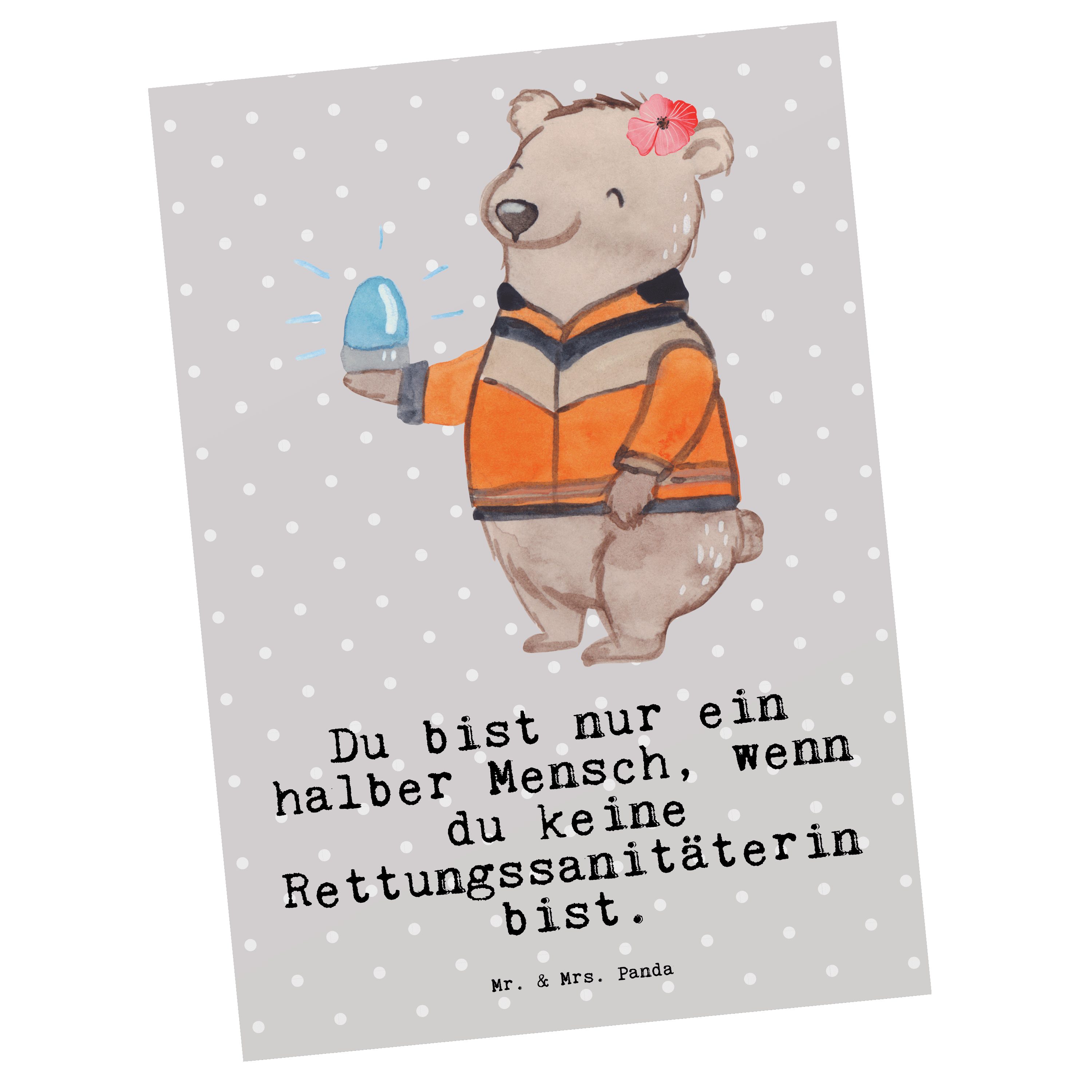 Mr. & Mrs. Panda Postkarte - Herz - Geschenk, Einladung, Ge mit Rettungssanitäterin Pastell Grau