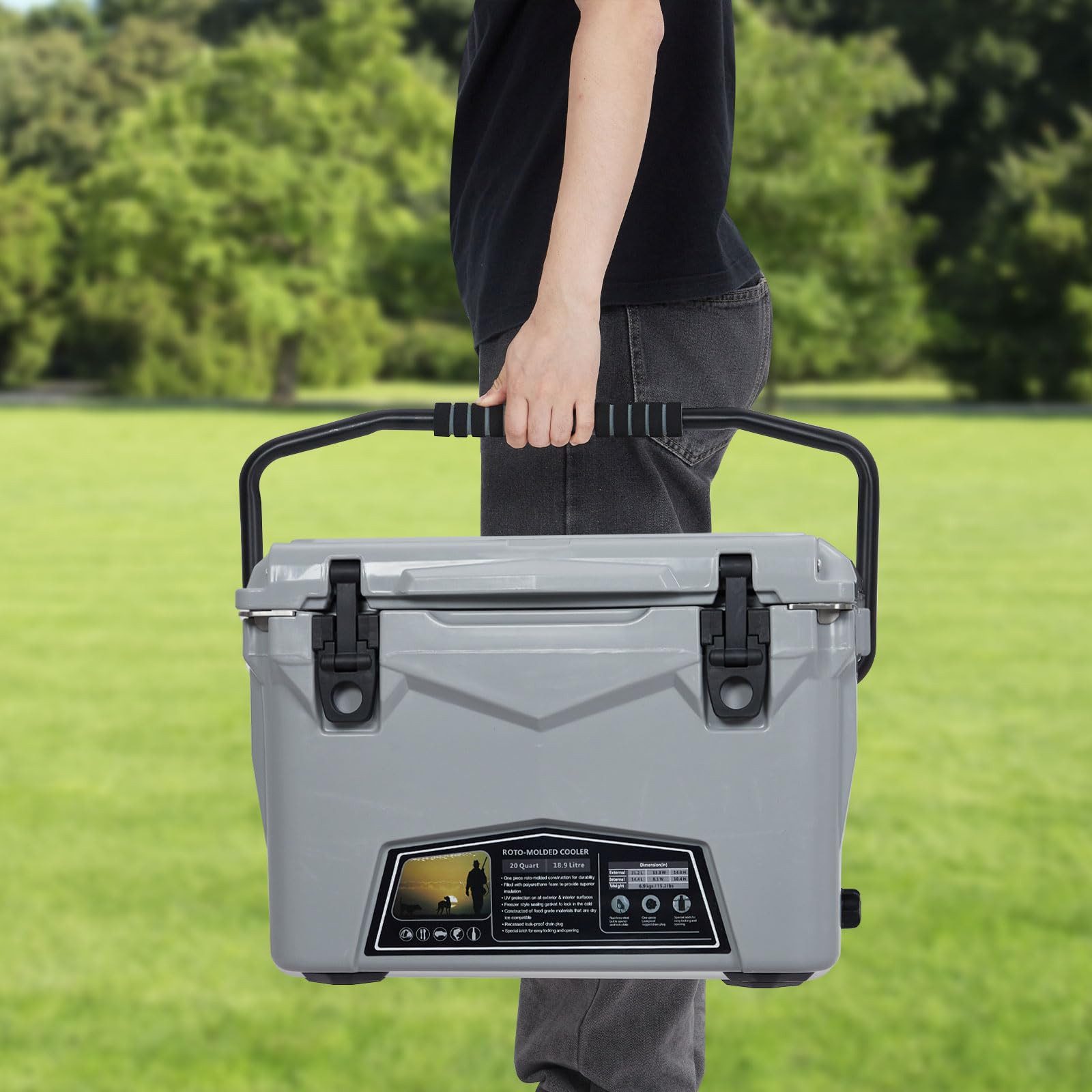 GarveeMore Thermobehälter 20L Groß Tragbare, isolierte Camping-Kühlbox Eiswürfelbehälter, PE, 54x34x36 cm, Aufbewahrungssystem, Kühlbox Eisbox Cooler Eis Thermobox