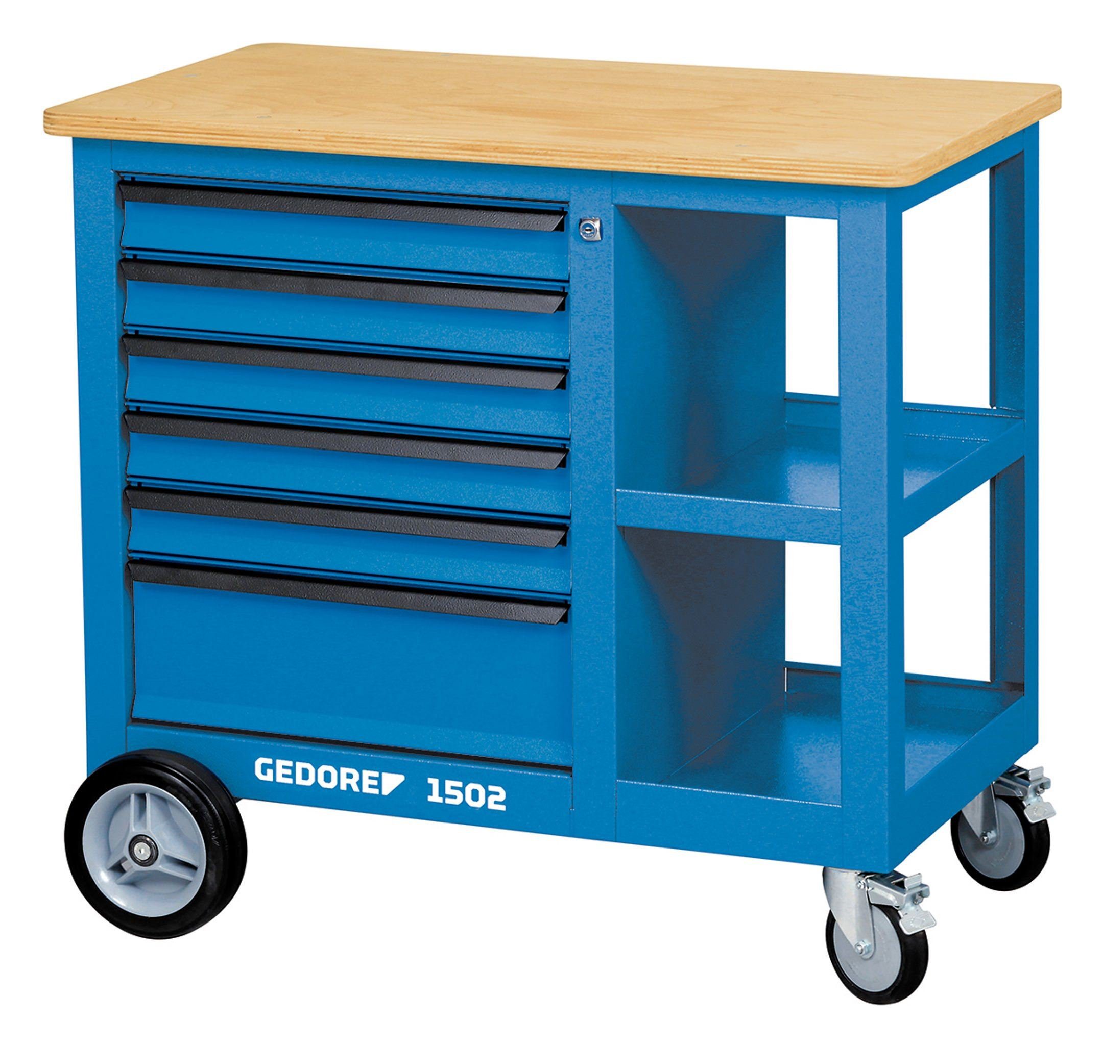 Gedore Werkbank, Rollwerkbank 950 x 550 x 875 mm mit 6 Schubladen