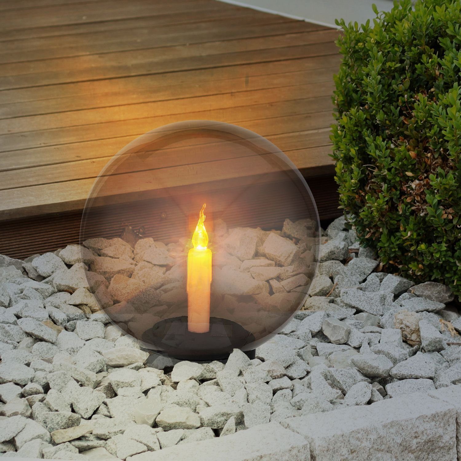 Globo LED Solarleuchte GLOBO Solarleuchte Garten Kugel Kerze Solarlampe Außen Außenleuchte
