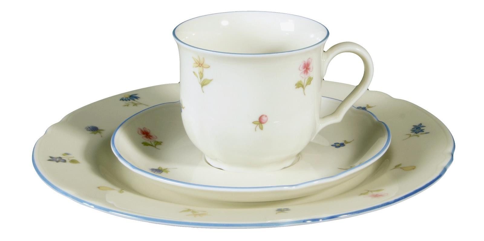 Seltmann Weiden Geschirr-Set Seltmann Weiden Marie-Luise Streublume Kaffee-Gedeck 3-tlg., 1 Personen, Porzellan