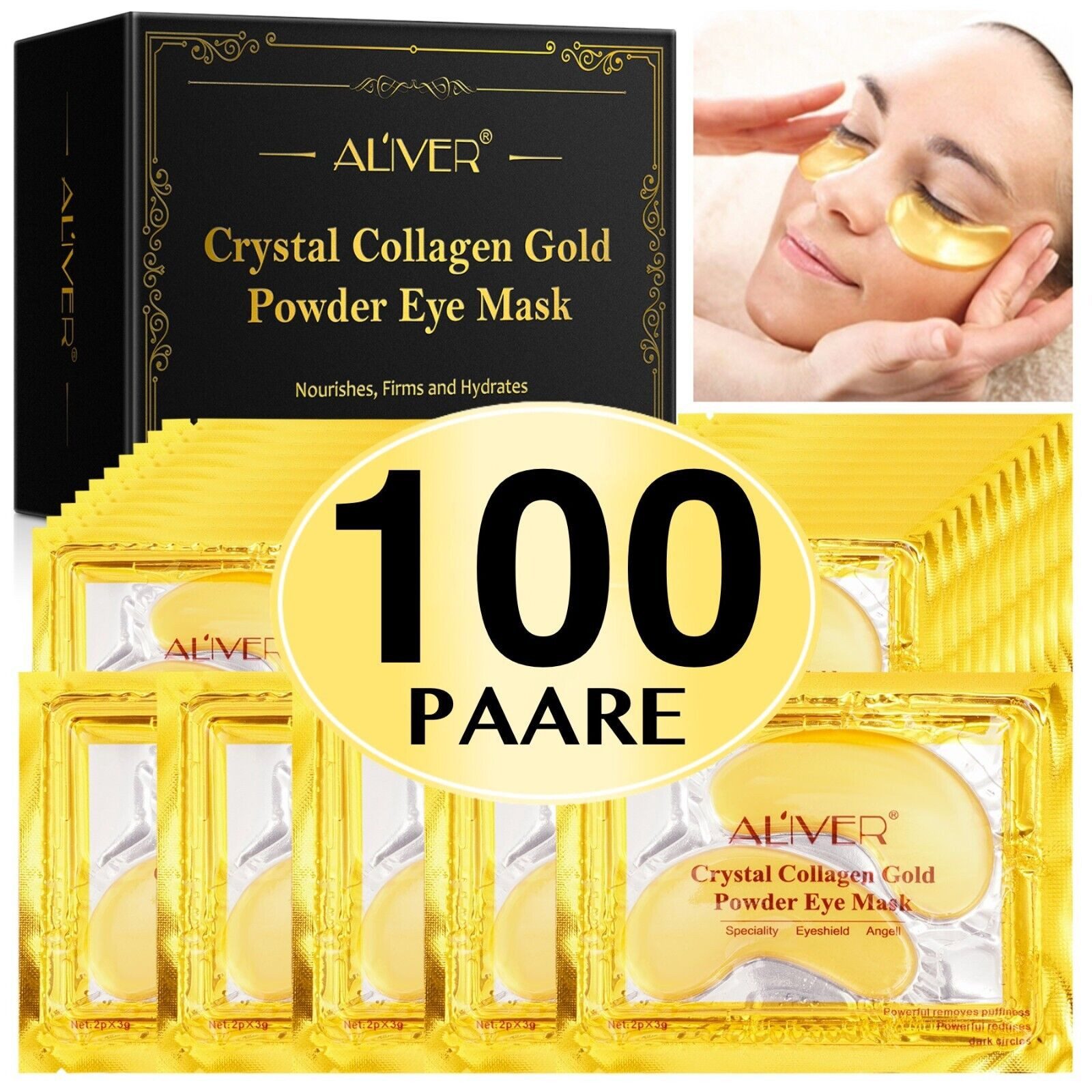 Augenpads Crystal Collagen Gold Eye Mask Anti Aging Aliver