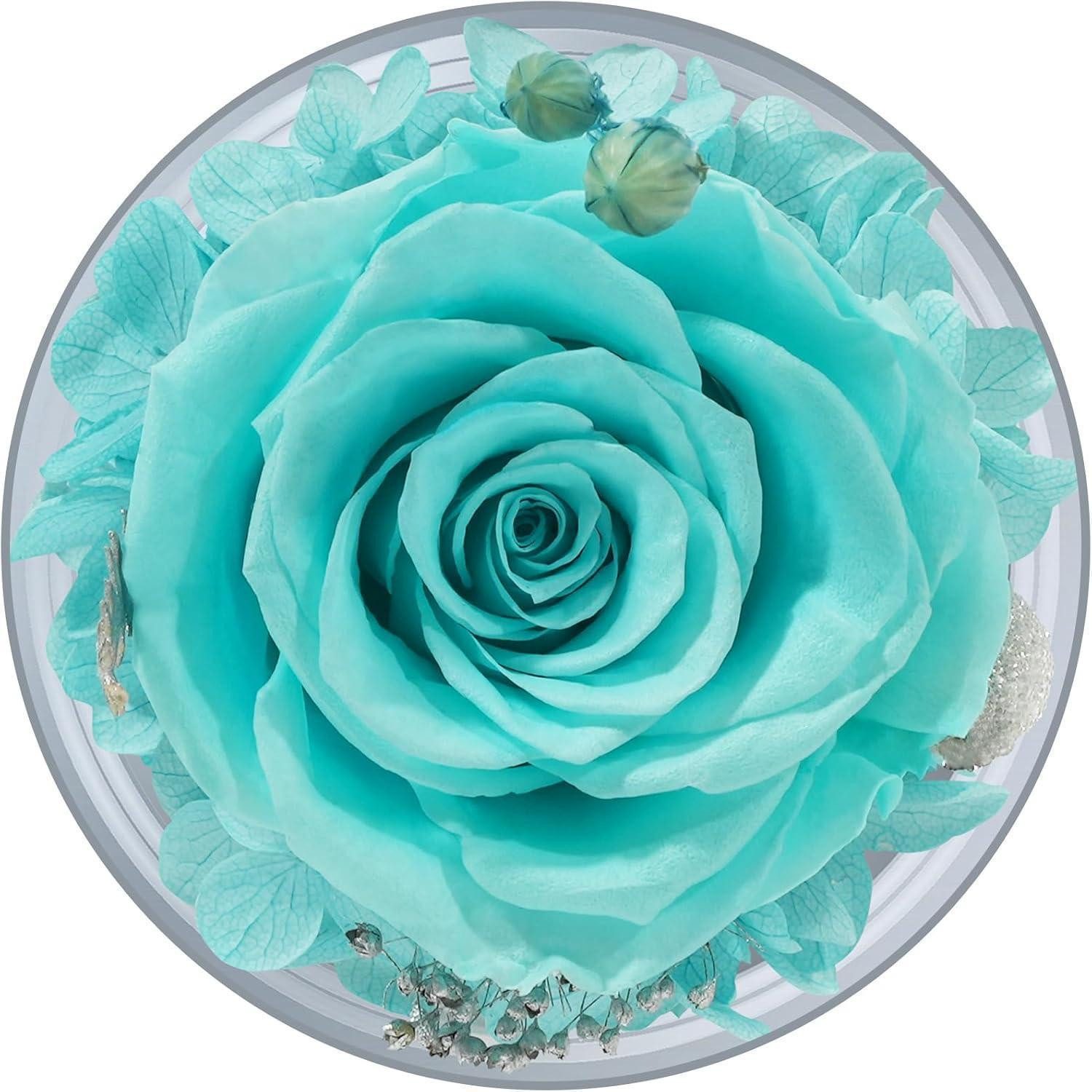 Trockenblume Engelfigur Ewige Rose Schutzengel Geschenk Mama Mutter Oma Hellblau, LuxusKollektion