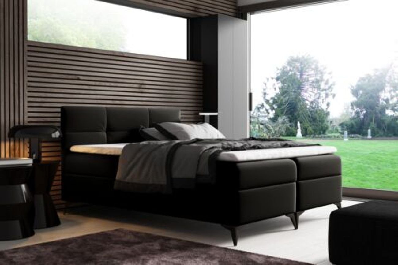 Schwarz Bett Bettkasten Bett, Boxspringbett Modern Design mit JVmoebel Hotel Doppel 180x200