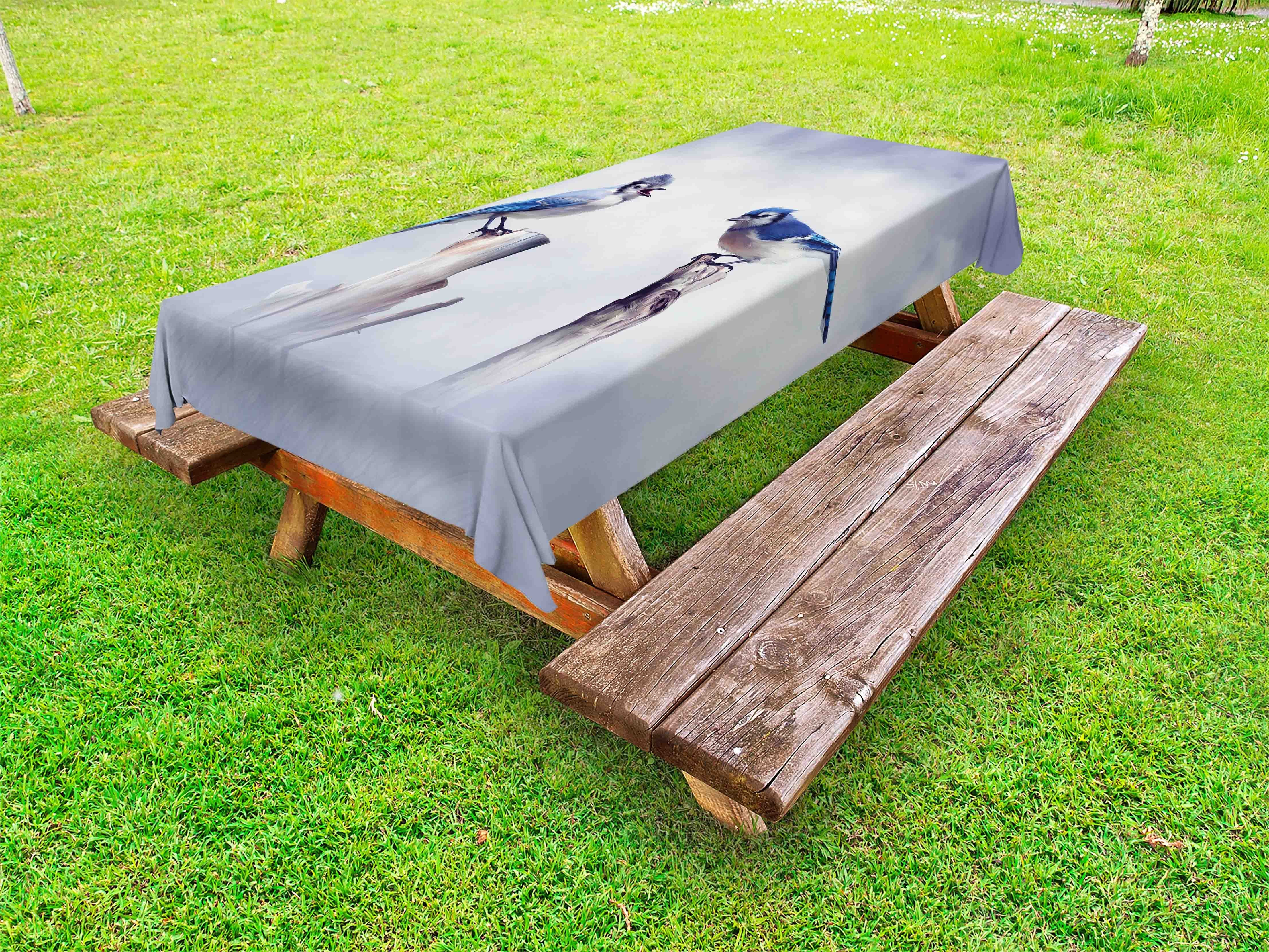 Abakuhaus Tischdecke dekorative waschbare Picknick-Tischdecke, Tier Jay Birds Hocken auf Log | Tischdecken