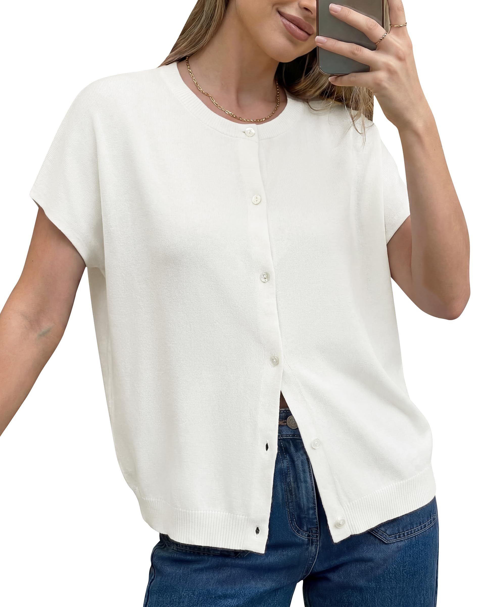 Arach&Cloz Kurzarmpullover Damen, Oversized, Basic Shirt (1-tlg) Weiches leichtes Basic für den Alltag
