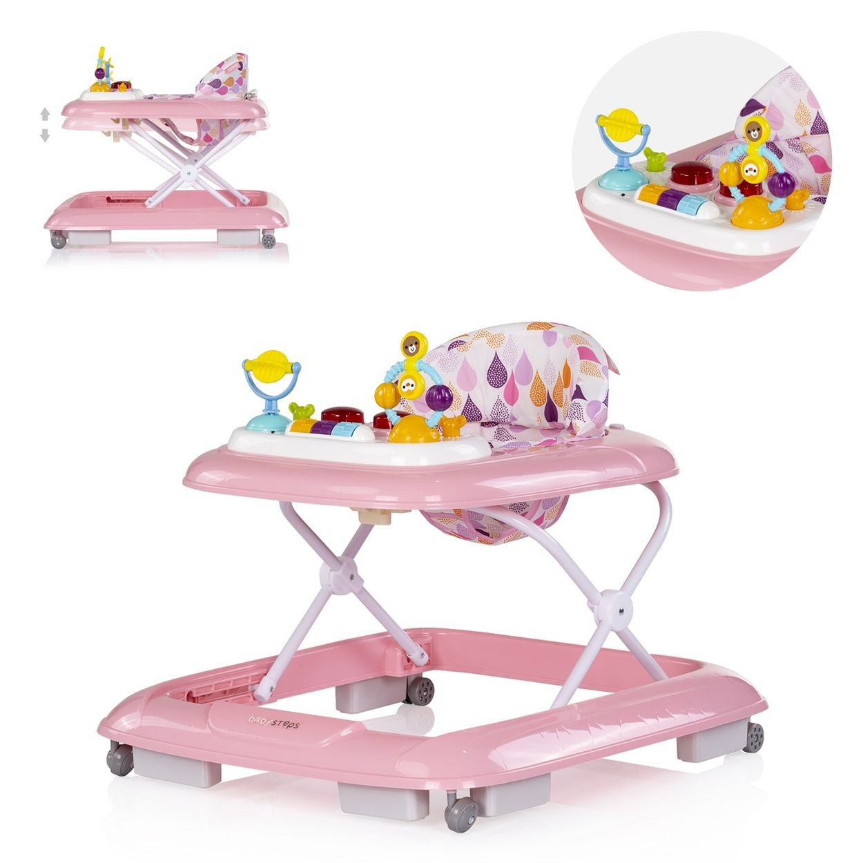 Chipolino Lauflernhilfe Lauflernhilfe Baby Steps Musik, Spielpanel Räder Stopper klappbar Licht