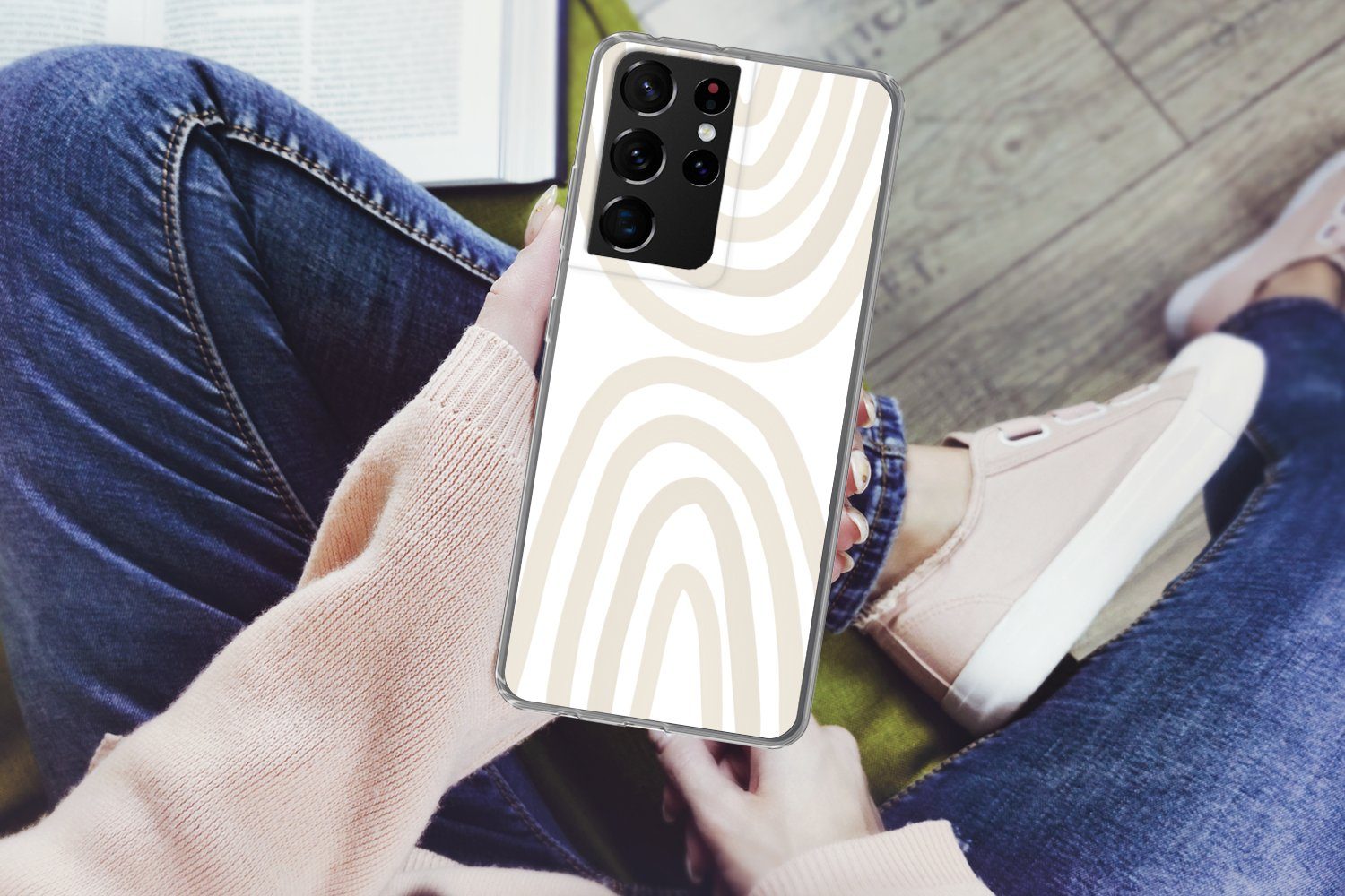 MuchoWow Handyhülle für Samsung Galaxy S21 Ultra Regenbogen - Pastell - Design - Abstrakt, Phone Case, Silikon, Schutzhülle Dünn