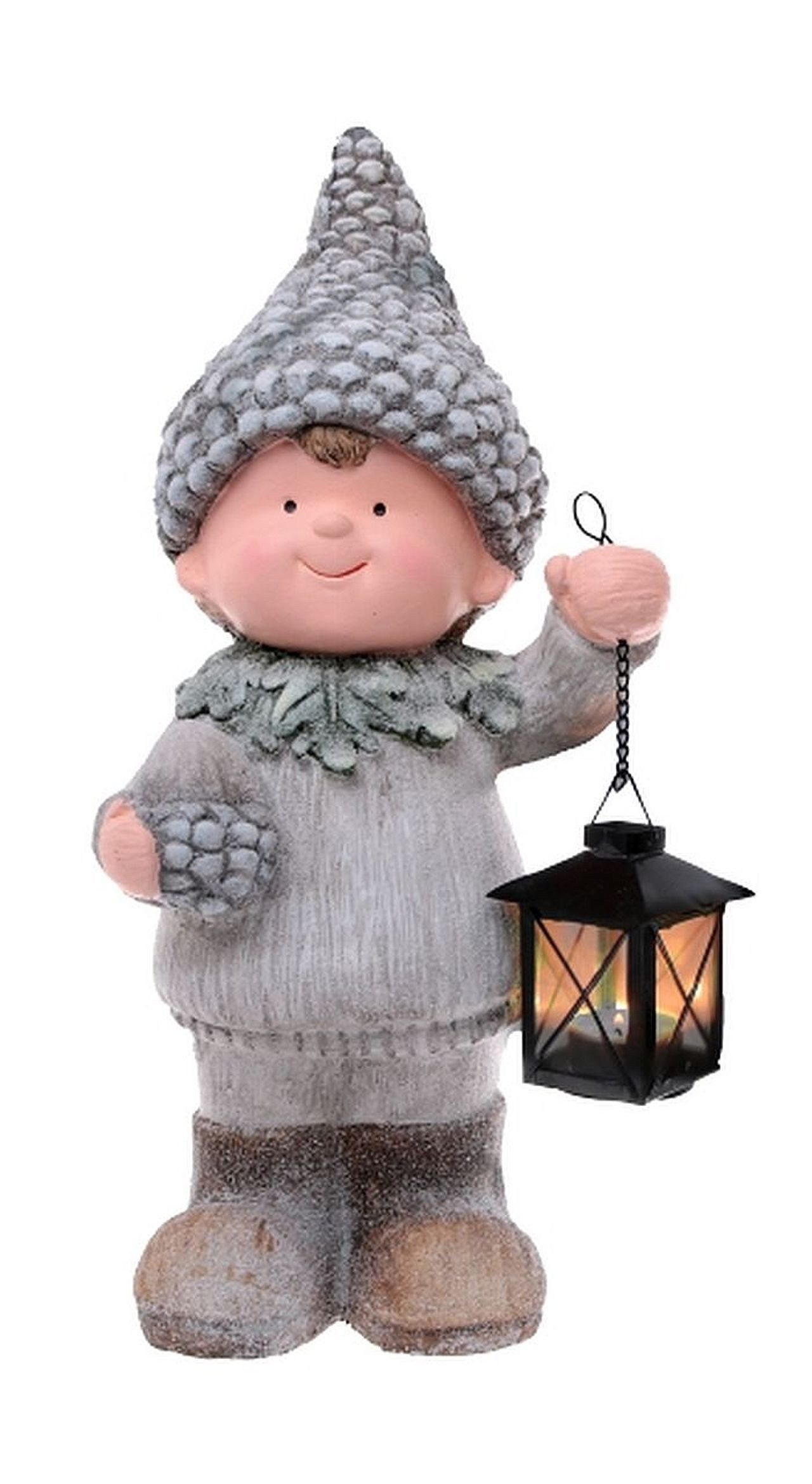 Dragimex Gartenfigur Gartenkinder aus Magnesia 40 cm – Junge oder Mädchen – Herbst Deko