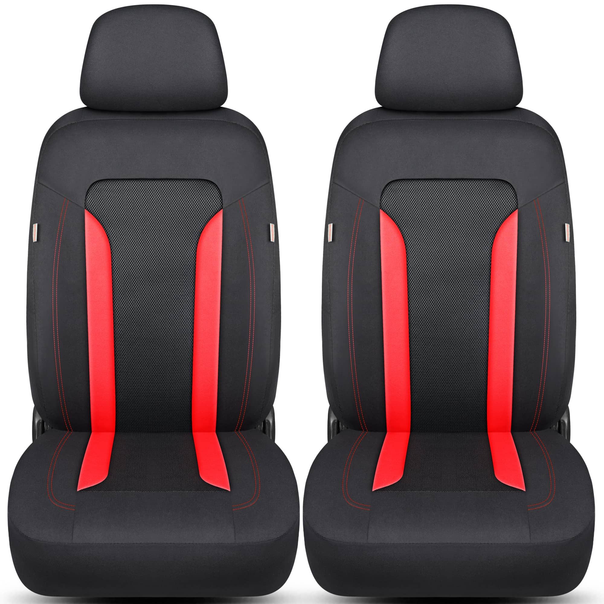 BREMER SITZBEZÜGE Autositzbezug für Seat Altea Bj 2004-15 (TF3), Set, 2-tlg., Schonbezüge Sitzbezüge Fahrer und Beifahrer, in Schwarz/Rot