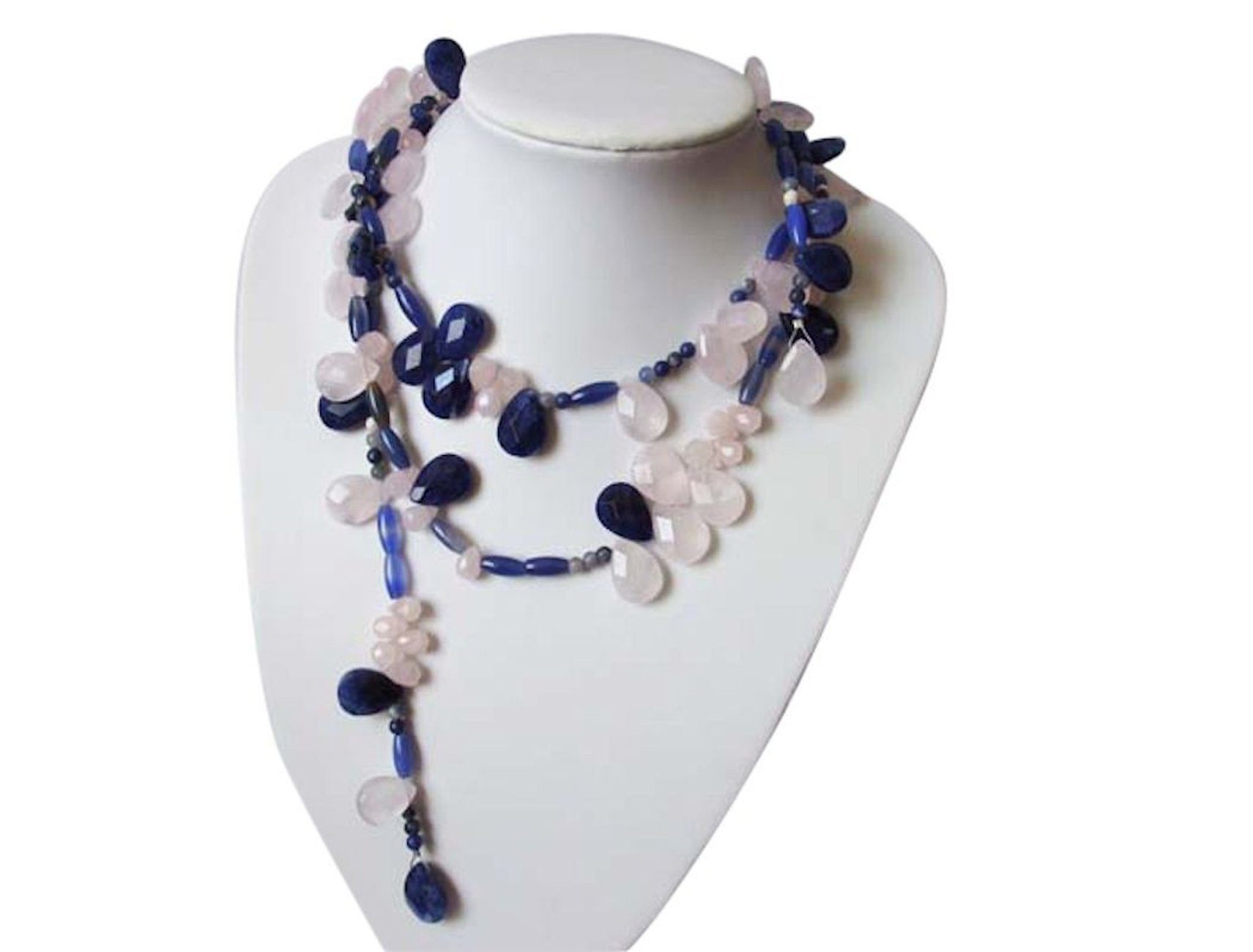2. Bild von Gemshine Perlenkette »Lariat Lapis Lazuli und Rosenquarz«, Made in Germany