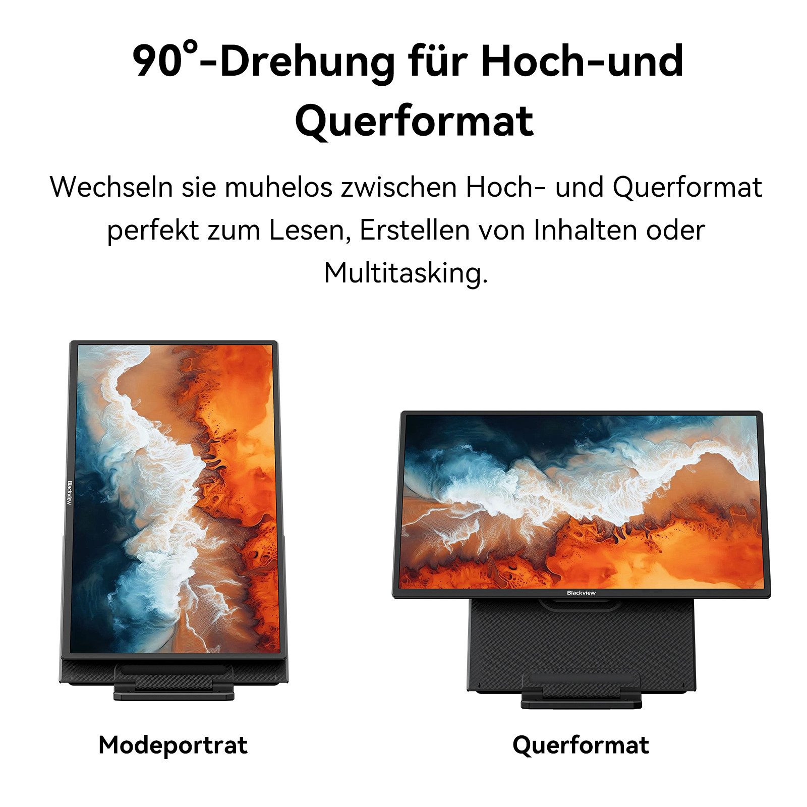 blackview 23,8'' FHD Laptop Bildschirm Erweiterung Table 10, LCD, IPS, 1920×1080 Portabler Monitor (60,5 cm/23,8 ", 1920x1080 px, Full HD, IPS, Gaming Monitor, Kompatibel mit Windows/Mac/Android/ChromeOS)