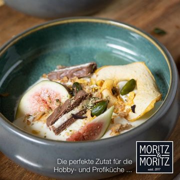 Moritz & Moritz Dessertschale 4tlg Dessert Schale Grün, Steinzeug, (4er Set), Dip Schälchen aus Steinzeug für Dessert