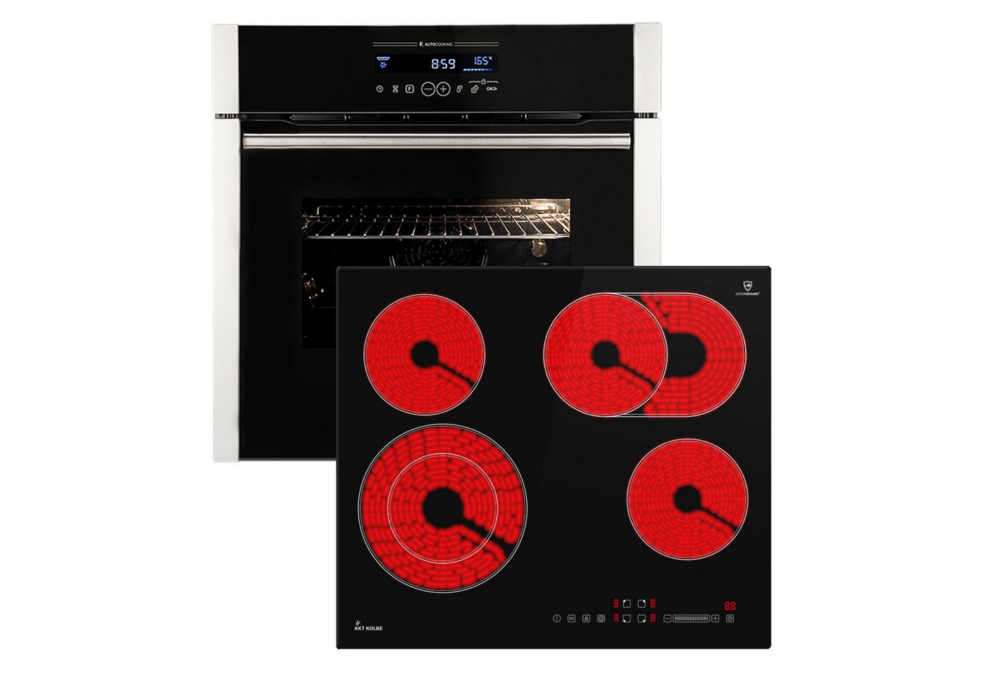 KKT KOLBE Backofen-Set Backofen und Kochfeld SET8016CH59RL, mit 2-fach Teleskopauszug, Herdset / Kochmulde / Einbaubackofen / Heißluft