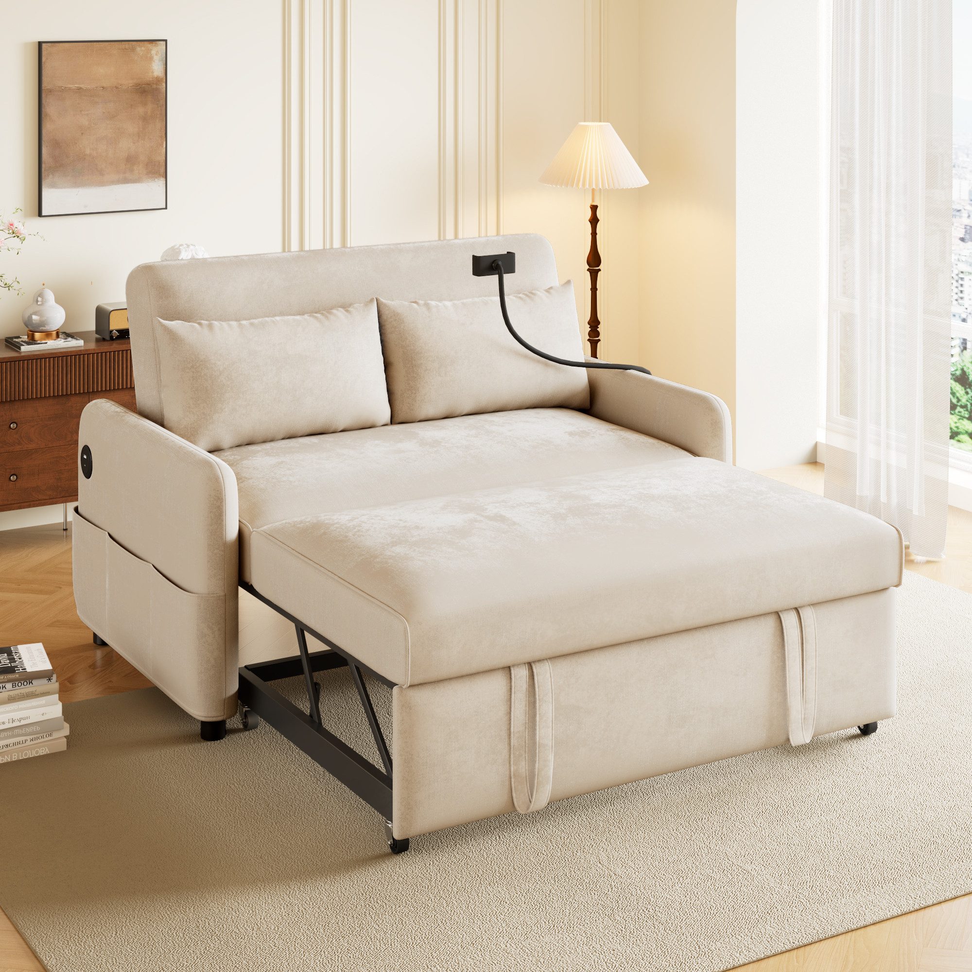 KLAM HOME Schlafsofa modernes Doppel-Klappschlafsofa Bettsofa mit Schlaffun günstig online kaufen