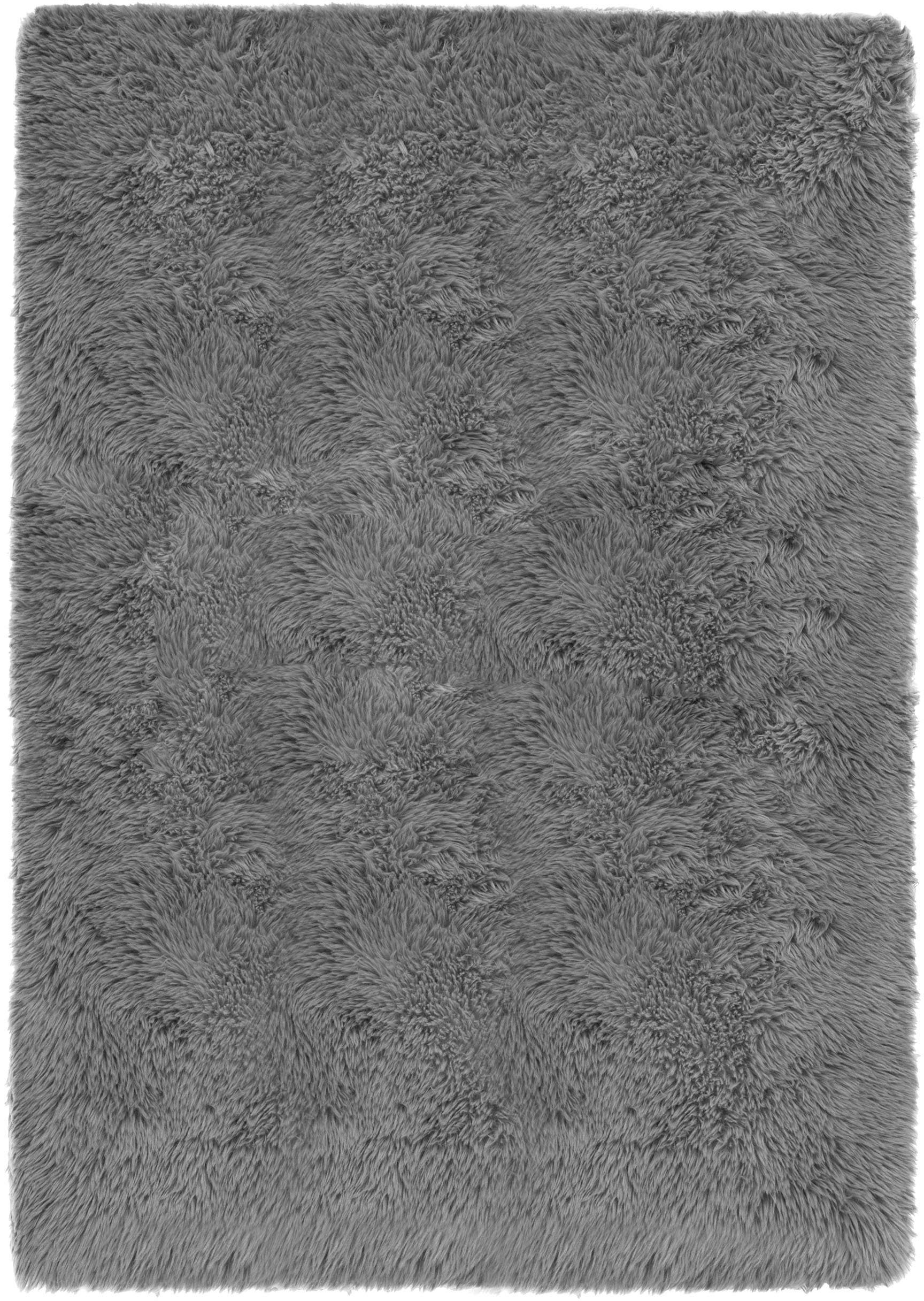 Hochflor-Teppich Silky, my home, uni, Höhe: und grau Wohnzimmer, kuschelig, waschbar besonders Schlafzimmer, weich 33 mm, rechteckig