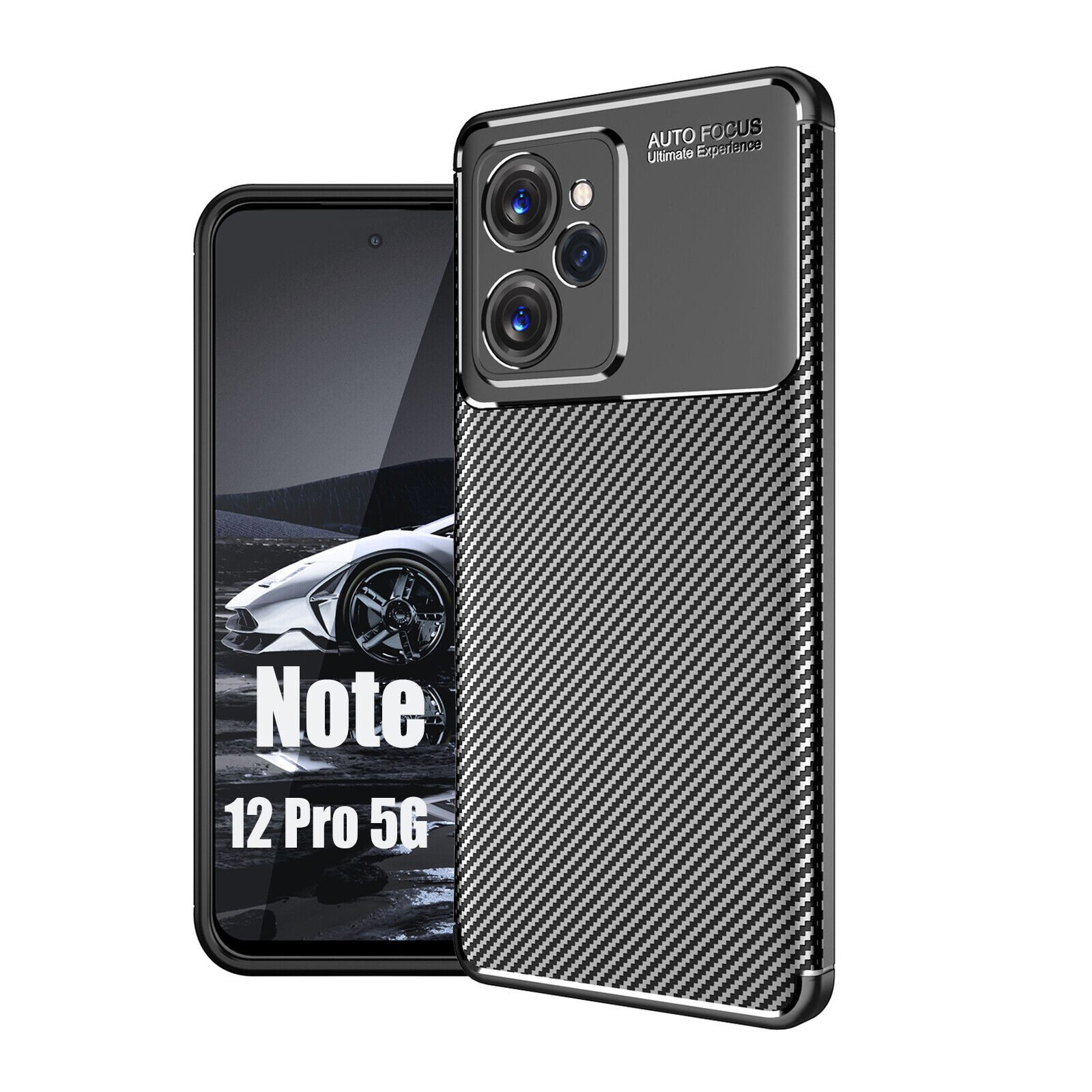betterfon Handyhülle für Xiaomi Redmi Note 12 4G Silikon Case TPU Bumper Schale Schwarz, Carbon-Look – stoßfestes Case mit Air-Cushion & Metall-Optik