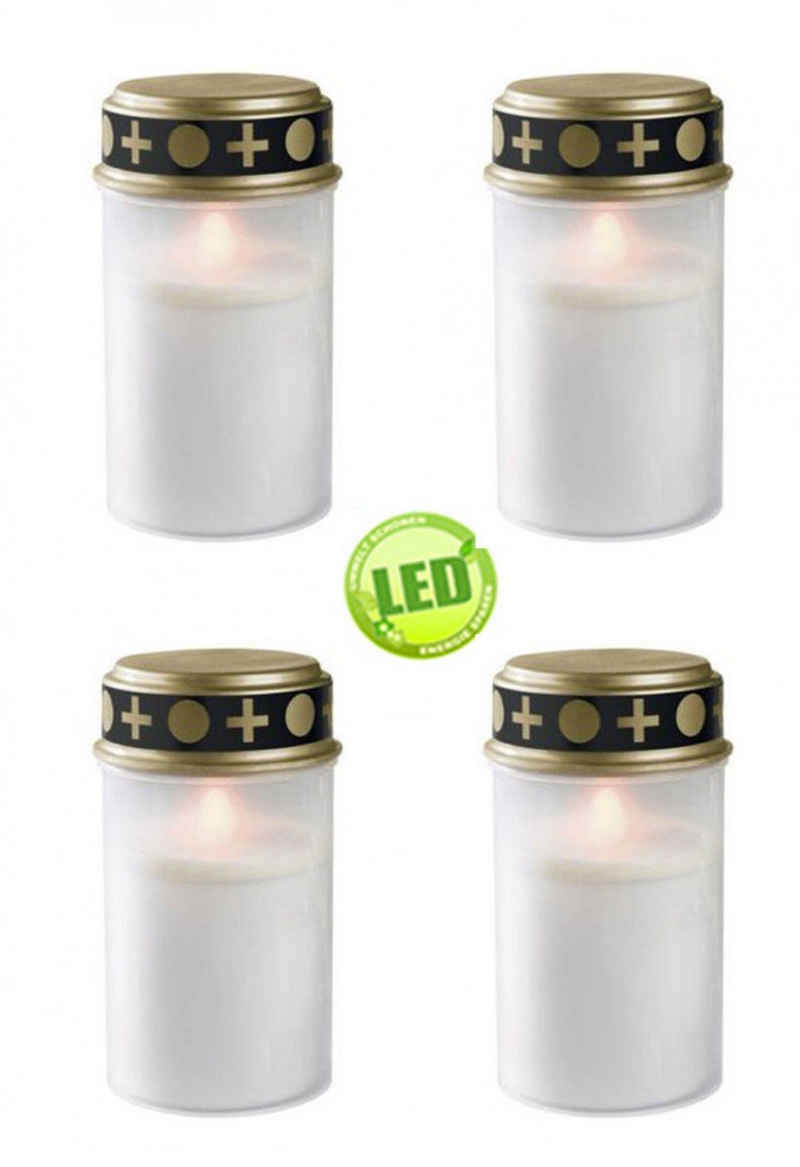 Fachhandel Plus LED-Kerze »4er Set LED Grablichter weiß inklusive Batterien« (Set, 4-tlg)