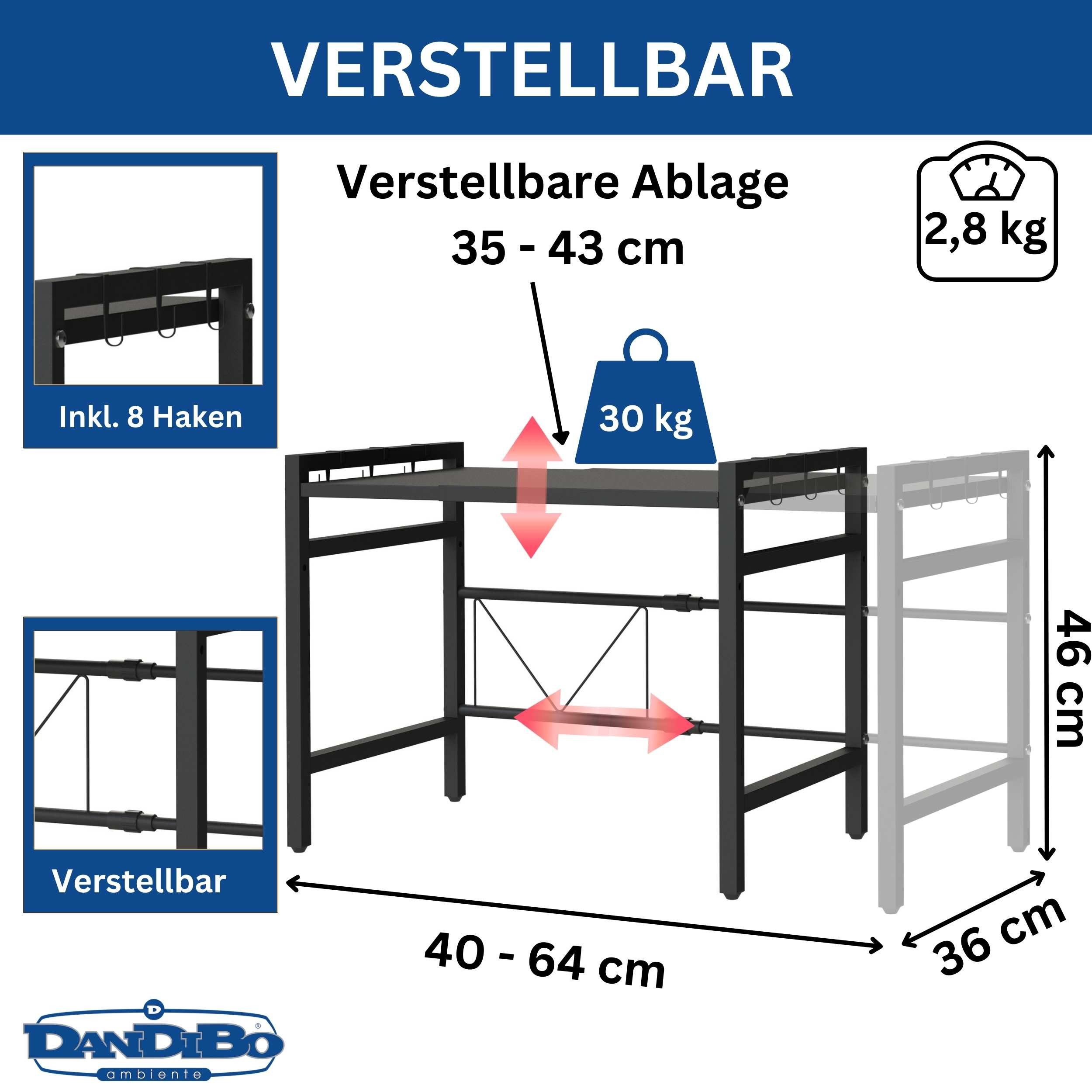 DanDiBo Küchenregal Verstellbares Mikrowellenregal 2 Stufig günstig online kaufen