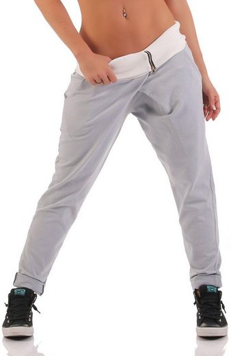 malito more than fashion Sweatpants »3318« (1-tlg) Jogginghose mit kräftigen Farben und als besonderen Blickfang ein Hosenbund in Wickeloptik mit Reißverschluss Einheitsgröße