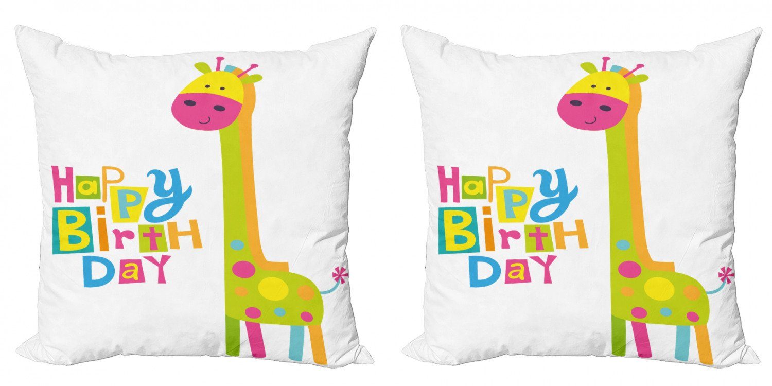 Kissenbezüge Modern Accent Doppelseitiger Digitaldruck, Abakuhaus (2 Stück), Geburtstag Geburtstags-Baby-Giraffe