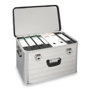 Enders® Aufbewahrungsbox Alubox 63 Liter + Schloss-Set + Transportrollen-Set, Alukiste Transportbox Lagerbox Alukoffer Metallkiste Alubox