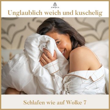 Bettwäsche Luxus Mako Satin, 100% ägyptische Baumwolle Premium Bettwäsche-Set, Amqua, Reißverschluss, Geld-zurück-Garantie, 60 Tage testen