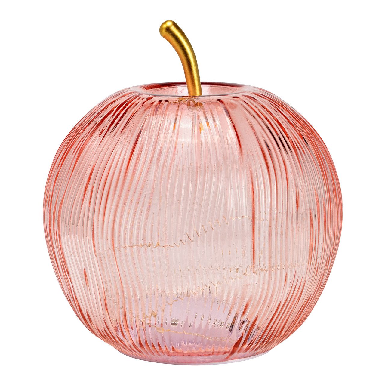 Wurm Dekoobjekt Wurm, Deko Apfel mit 15er LED/Timer aus Glas, Rosa (B/H/T) 16x17x16cm (1 St)