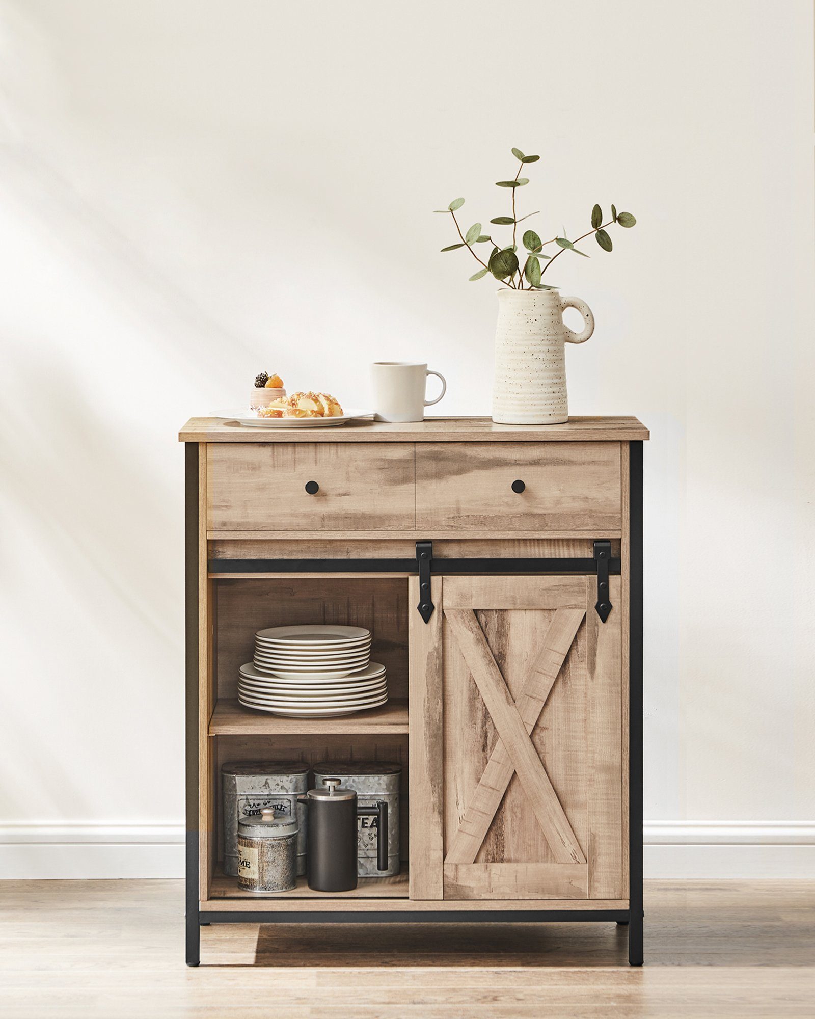 VASAGLE Sideboard Kommode, 70 x 30 x 80 cm, mit Schublade, mit Schiebetür günstig online kaufen