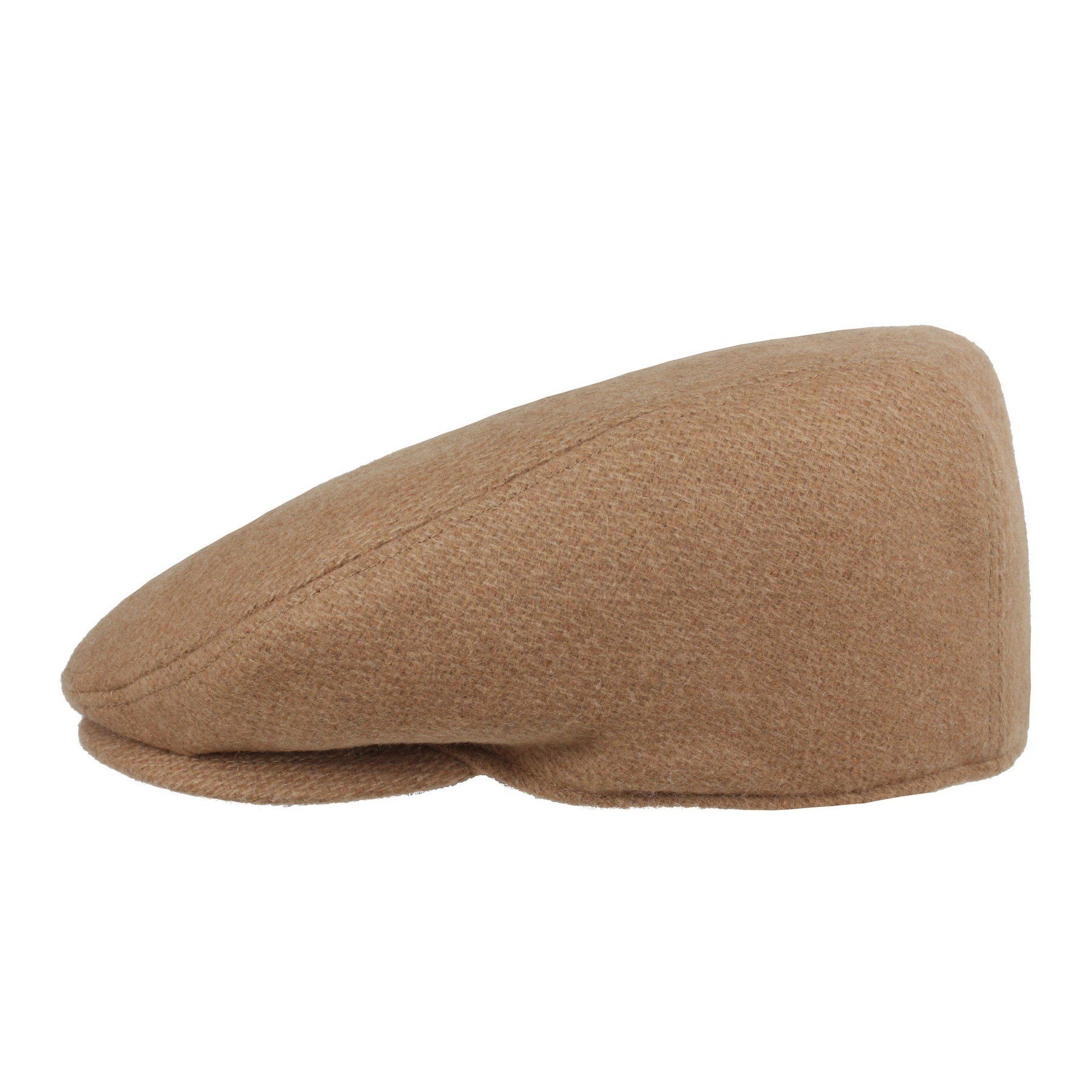 HatBee Flat Cap Herren Schirmmütze Sportmütze Wolle Made in Italy Beige