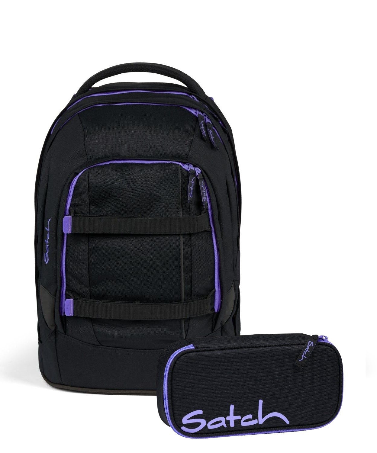 Satch Schulranzen Schulrucksack-Set PACK Purple Phantom 2-teilig (2-teilig), Laptop-Fach, Your-Size-System, Schulranzen