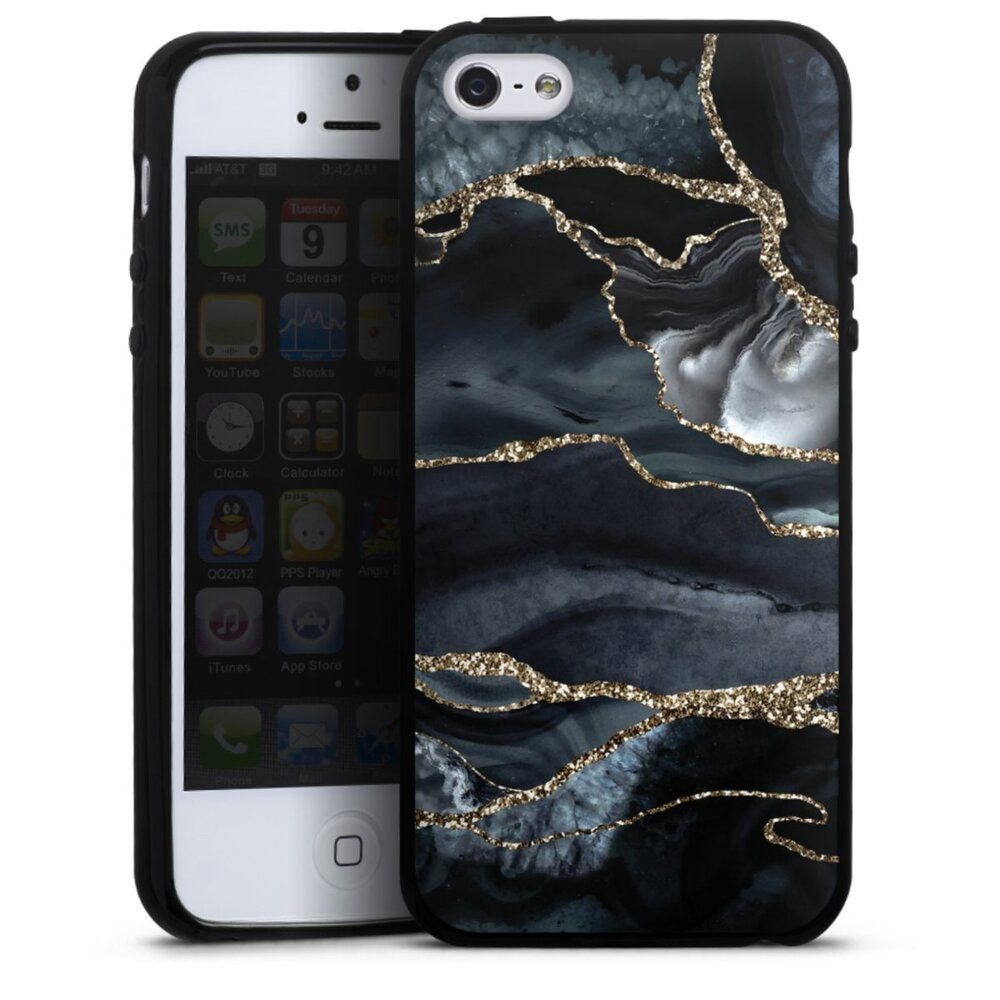 DeinDesign Handyhülle Glitzer Look Marmor Trends Dark marble gold Glitter look, Apple iPhone 5 Silikon Hülle Bumper Case Handy Schutzhülle