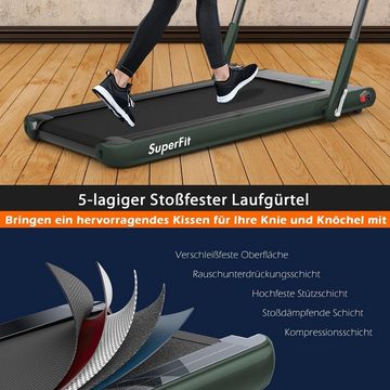 COSTWAY Laufband (2 in 1 Laufband Zuhause 1-12 km/h, Platzsparend 2,25 Pferdestärke), Laufband Zuhause, mit APP, Bluetooth und Fernbedienung