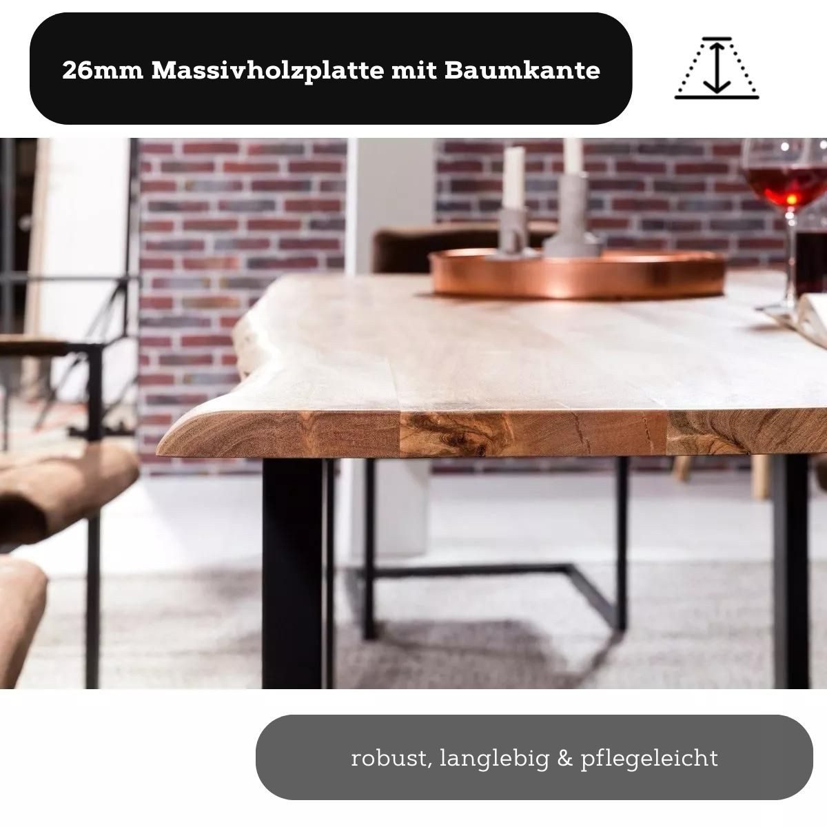 Liadomo Baumkantentisch Sammy, Akazie Massivholz, Platte günstig online kaufen