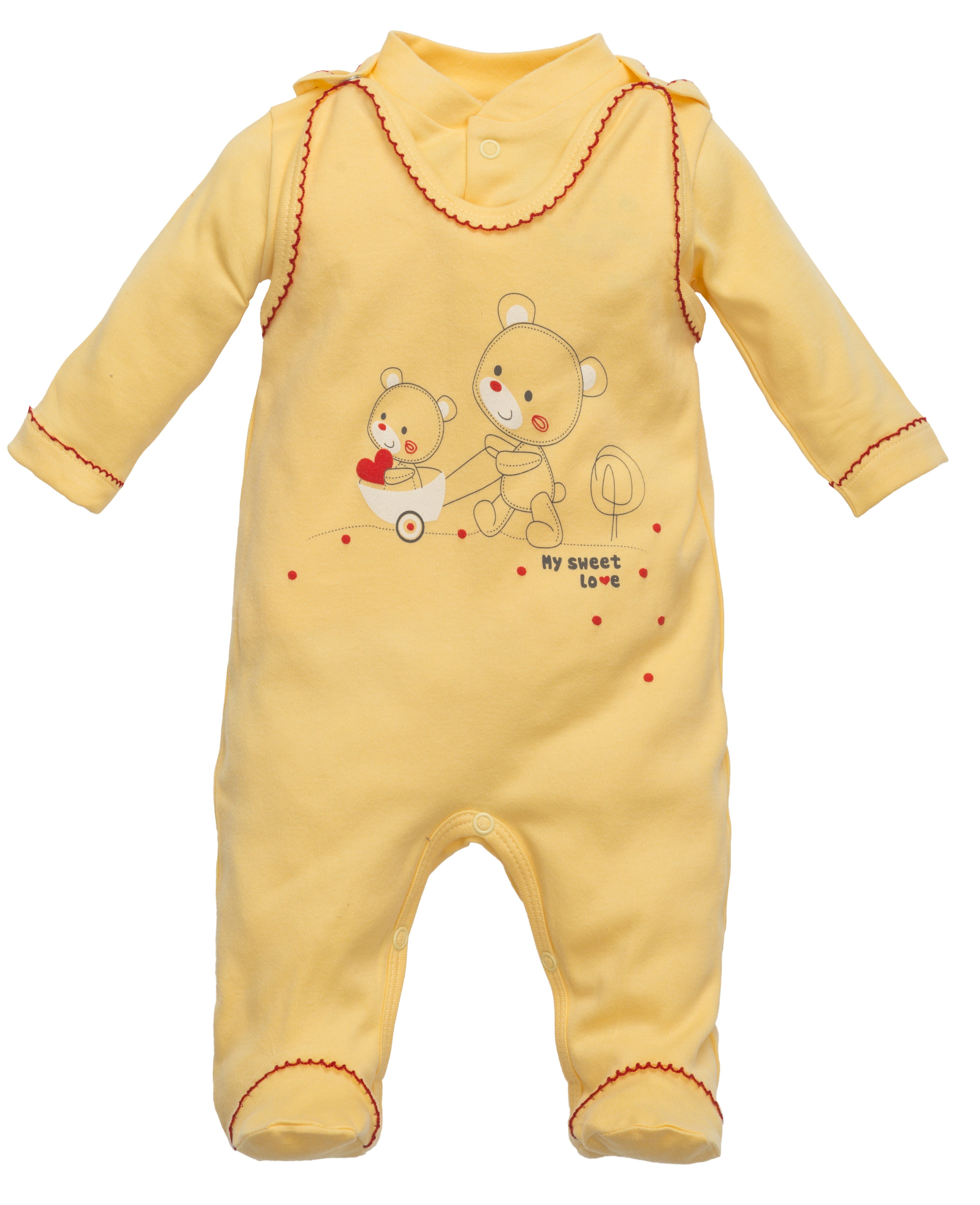 Makoma Strampler Set Strampler-Langarmshirt für Neugeborene unisex Gelb  (2-tlg) 100% Baumwolle