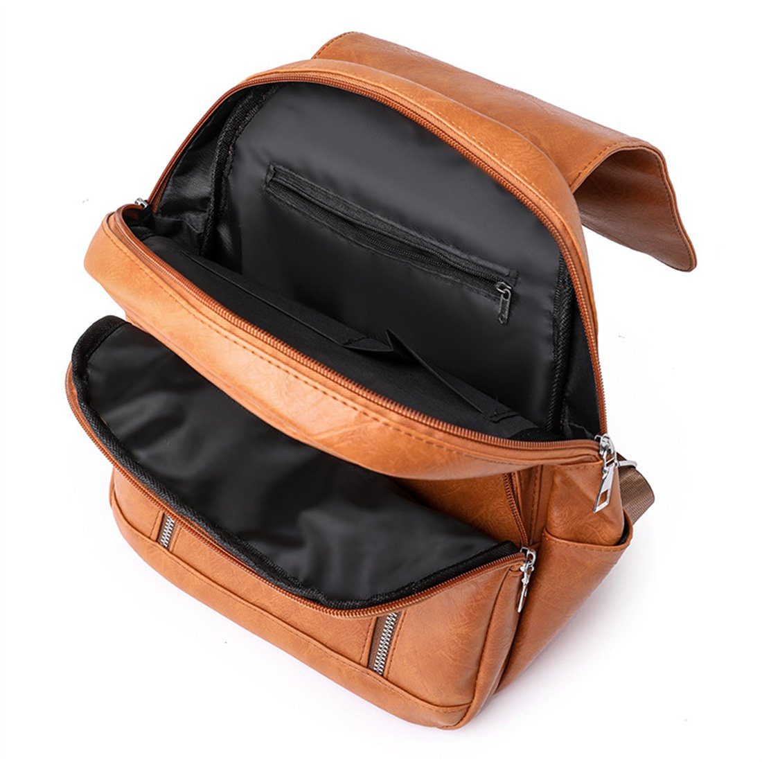 DÖRÖY Cityrucksack Für Frauen Outdoor-Reiserucksack, Schwarz weichem Leder Vintage-Rucksack aus
