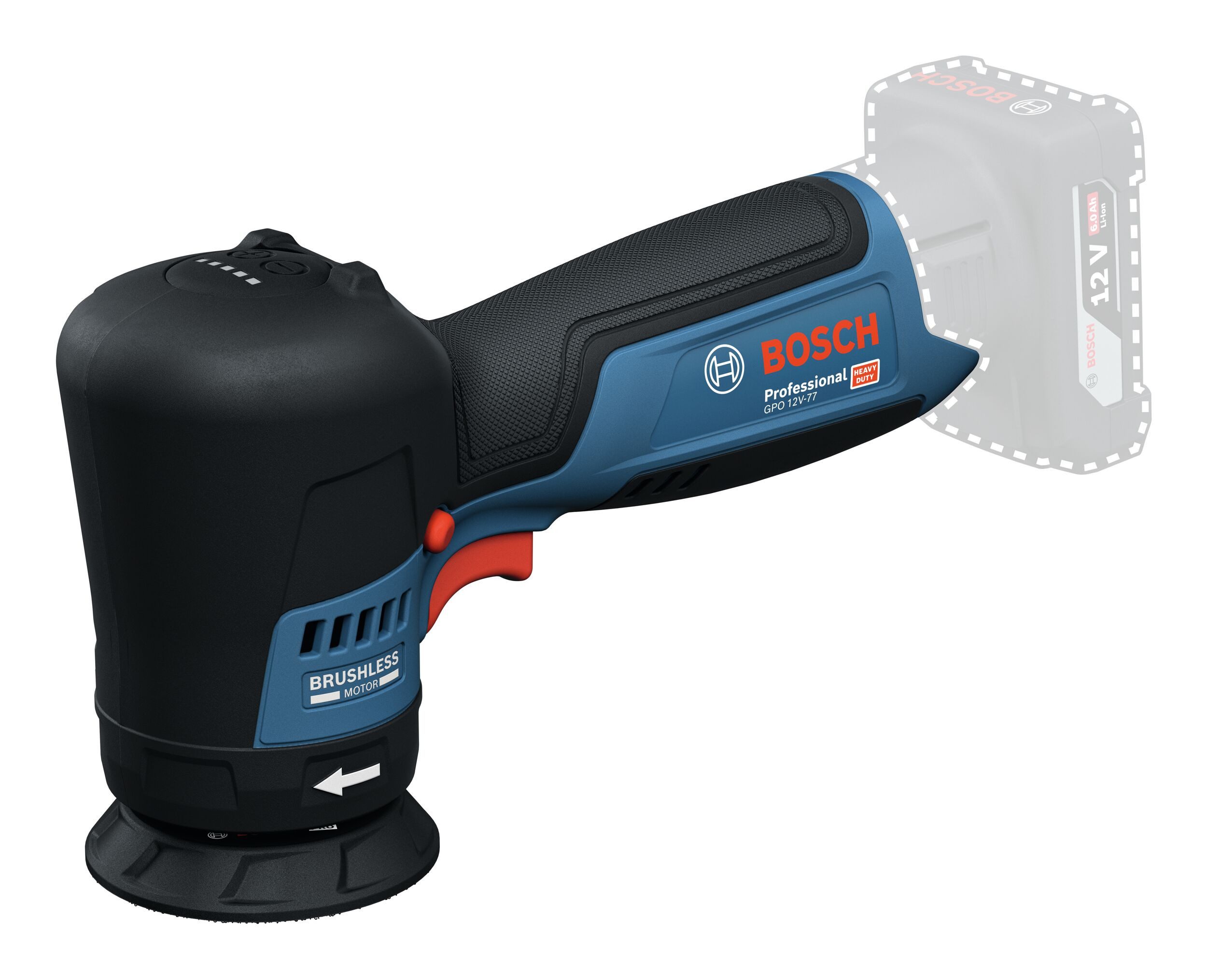BOSCH Akku-Poliermaschine GPO 12V-77, 2200 max. U/min, Polierer Ohne Akku - im Karton