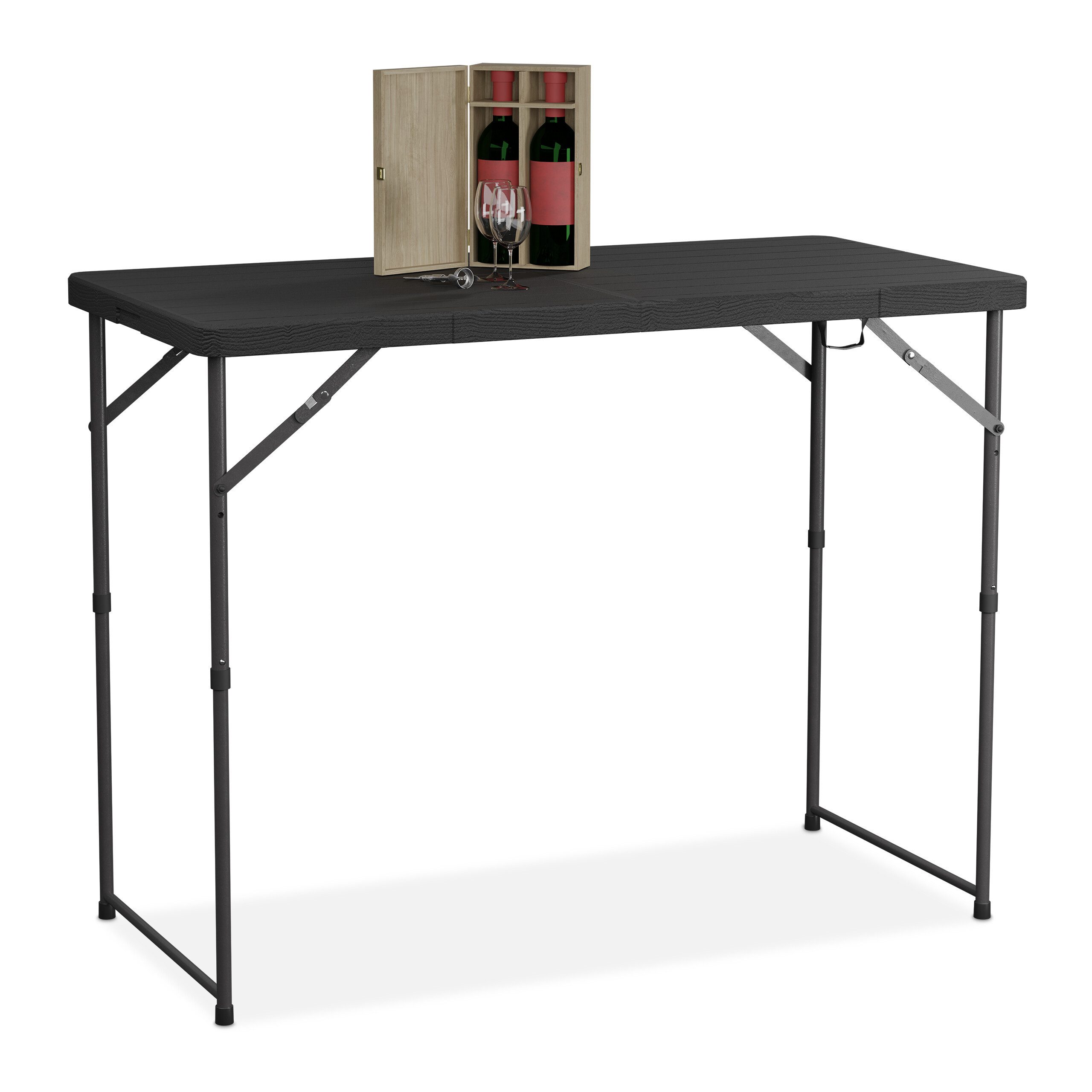 relaxdays Gartentisch klappbar höhenverstellbar, Schwarz günstig online kaufen
