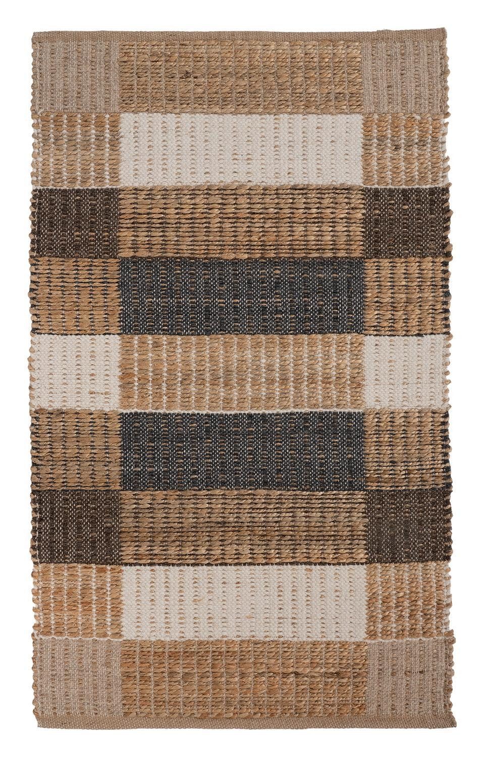 Home4You Teppich Handwebteppich, 70x140 cm, Beige, Braun, Schwarz, rechteckig, Handgewebt